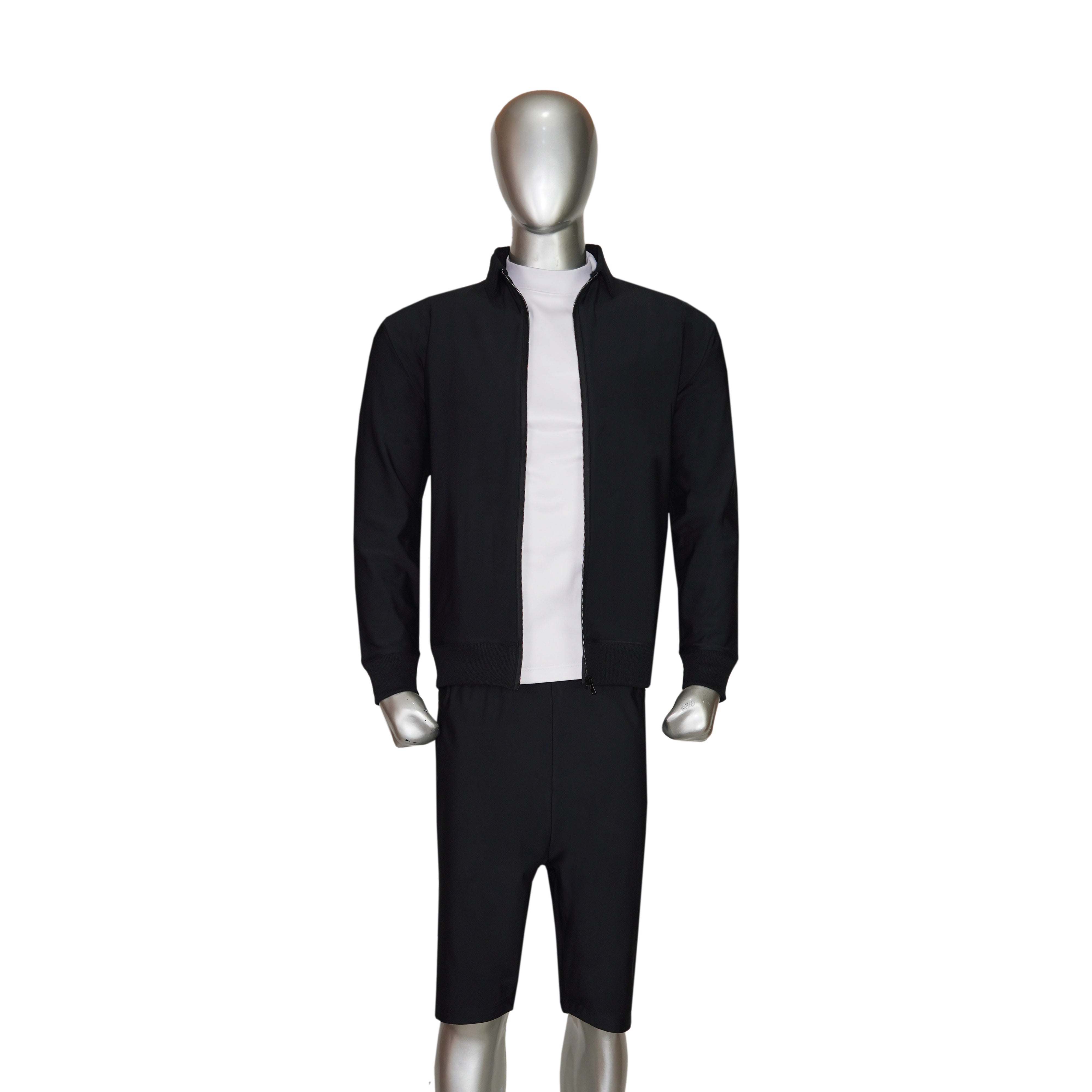 4-Way Stretched Full Zip Long Sleeve Polo Shirt and Short Tracksuit