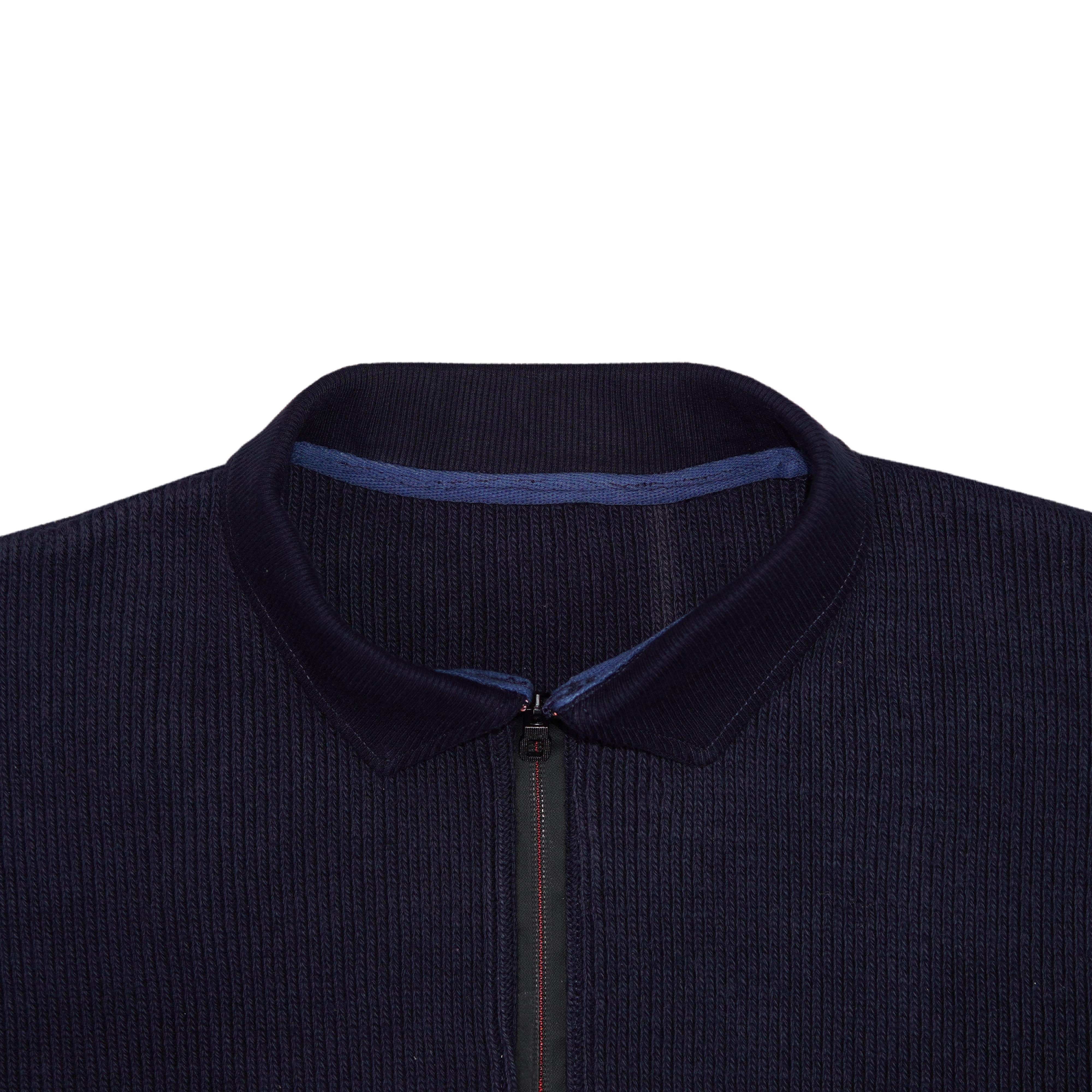 Men’s Long Sleeve Full Zip Rib Polo Shirt