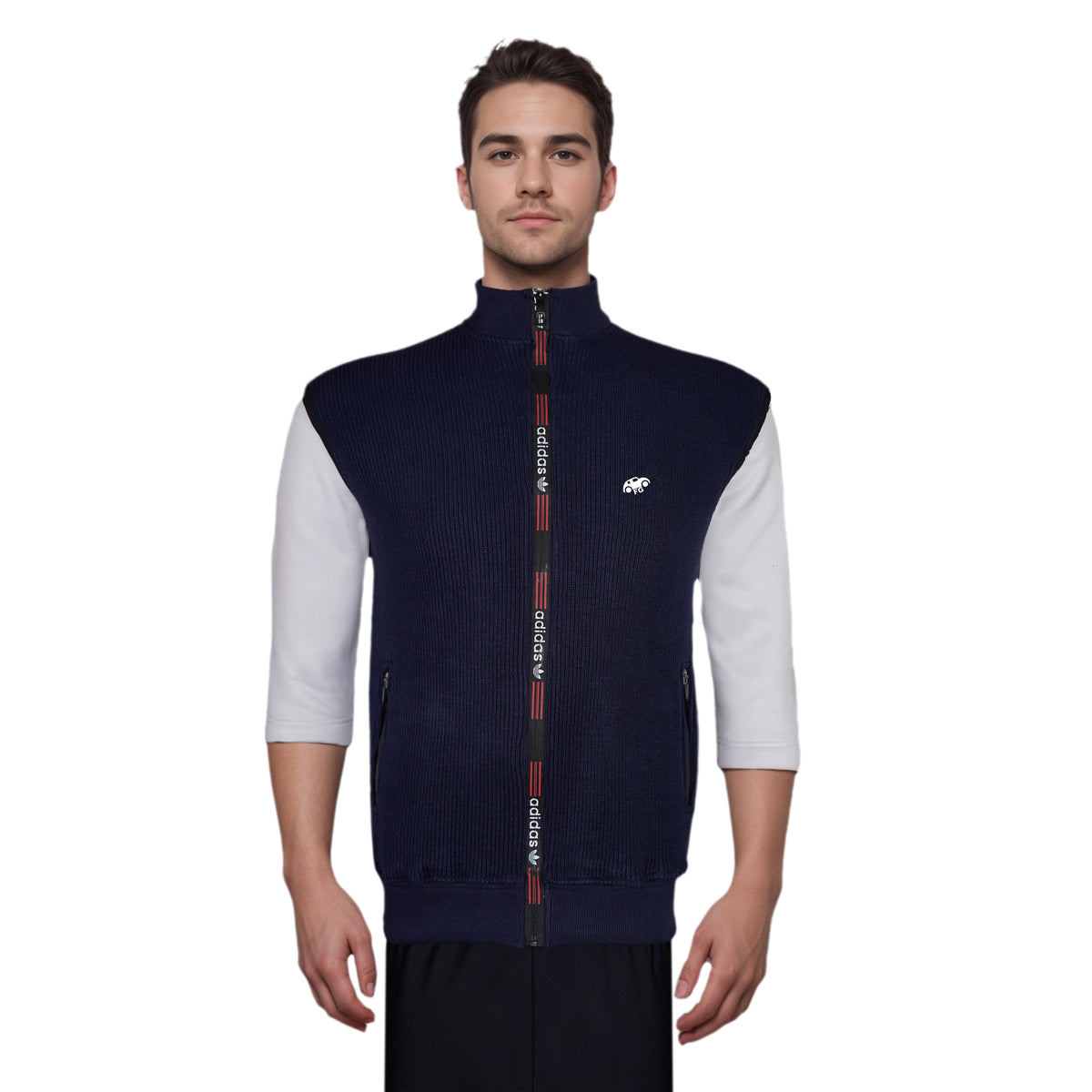 Men’s Full-Zip Sleeveless Rib Sweatshirt