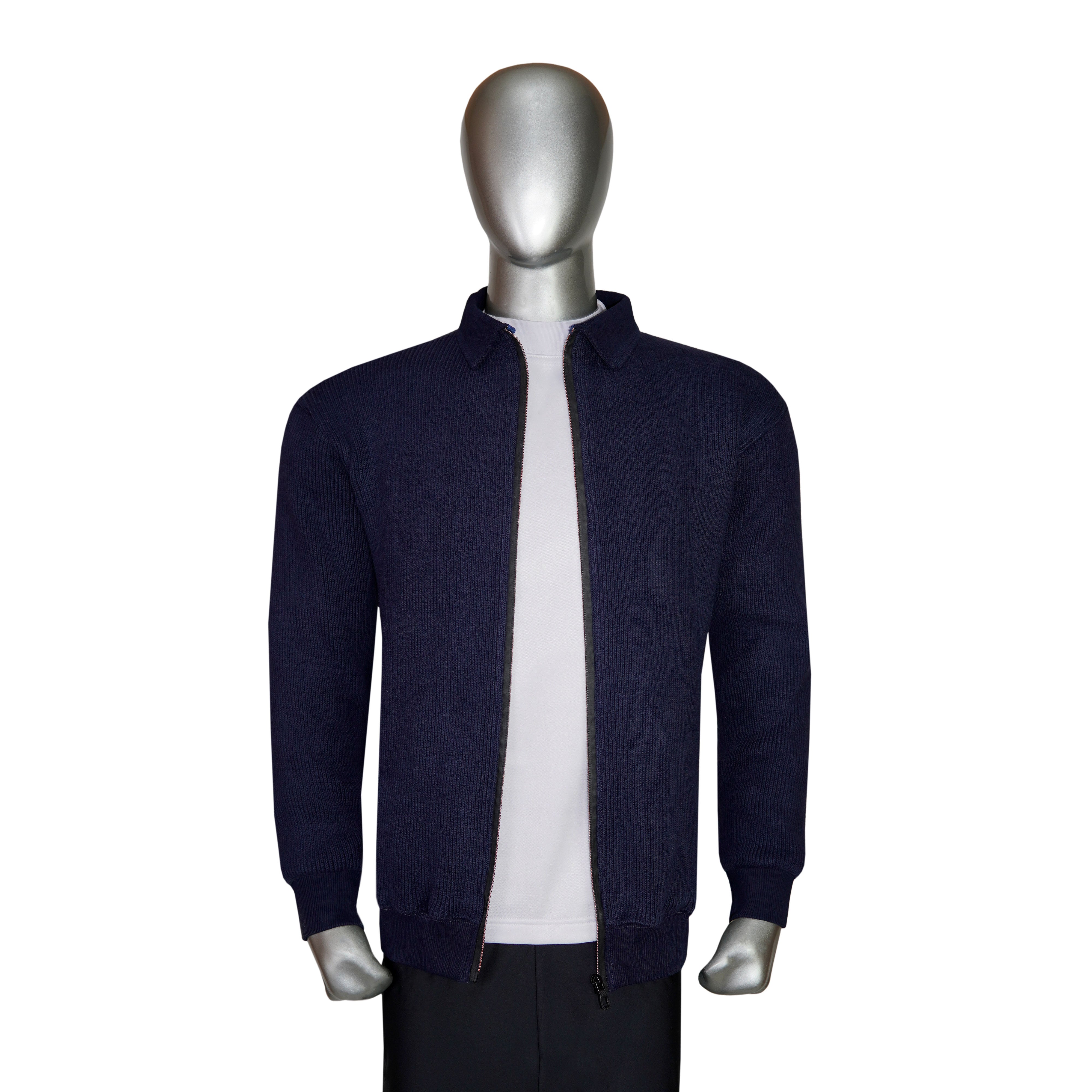 Men’s Long Sleeve Full Zip Rib Polo Shirt