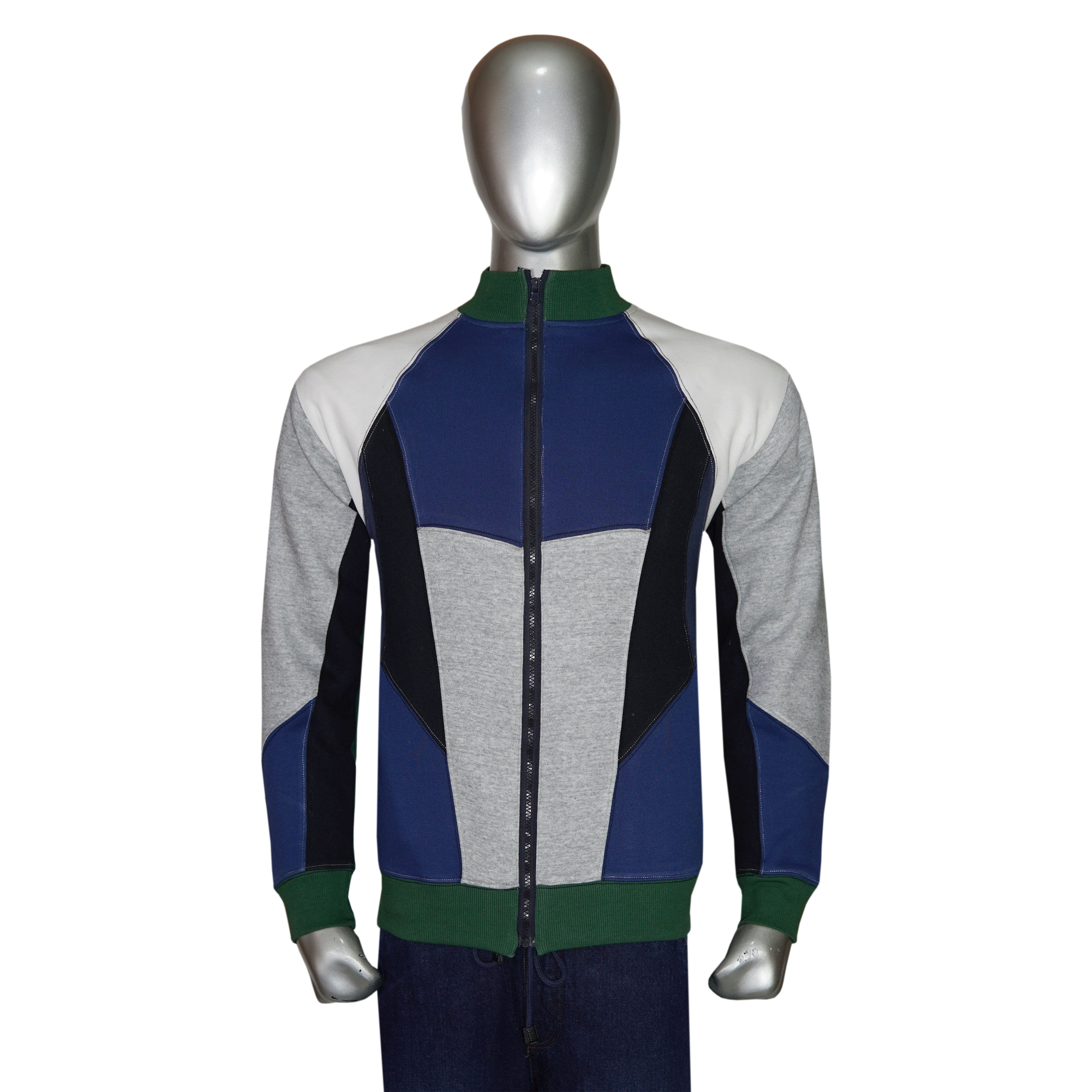 Full Zip Long Sleeve Multi Panal Sweatshirt