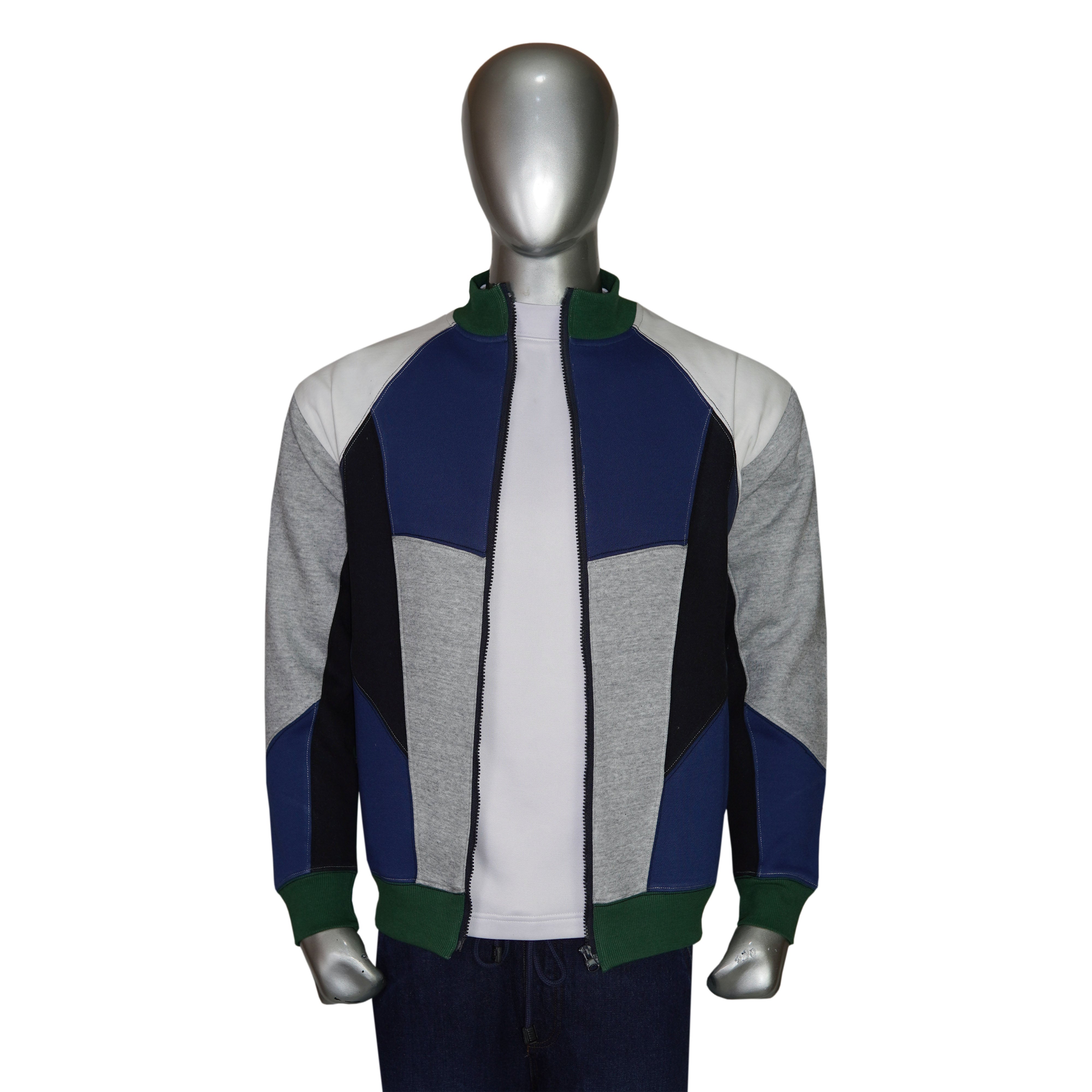 Full Zip Long Sleeve Multi Panal Sweatshirt