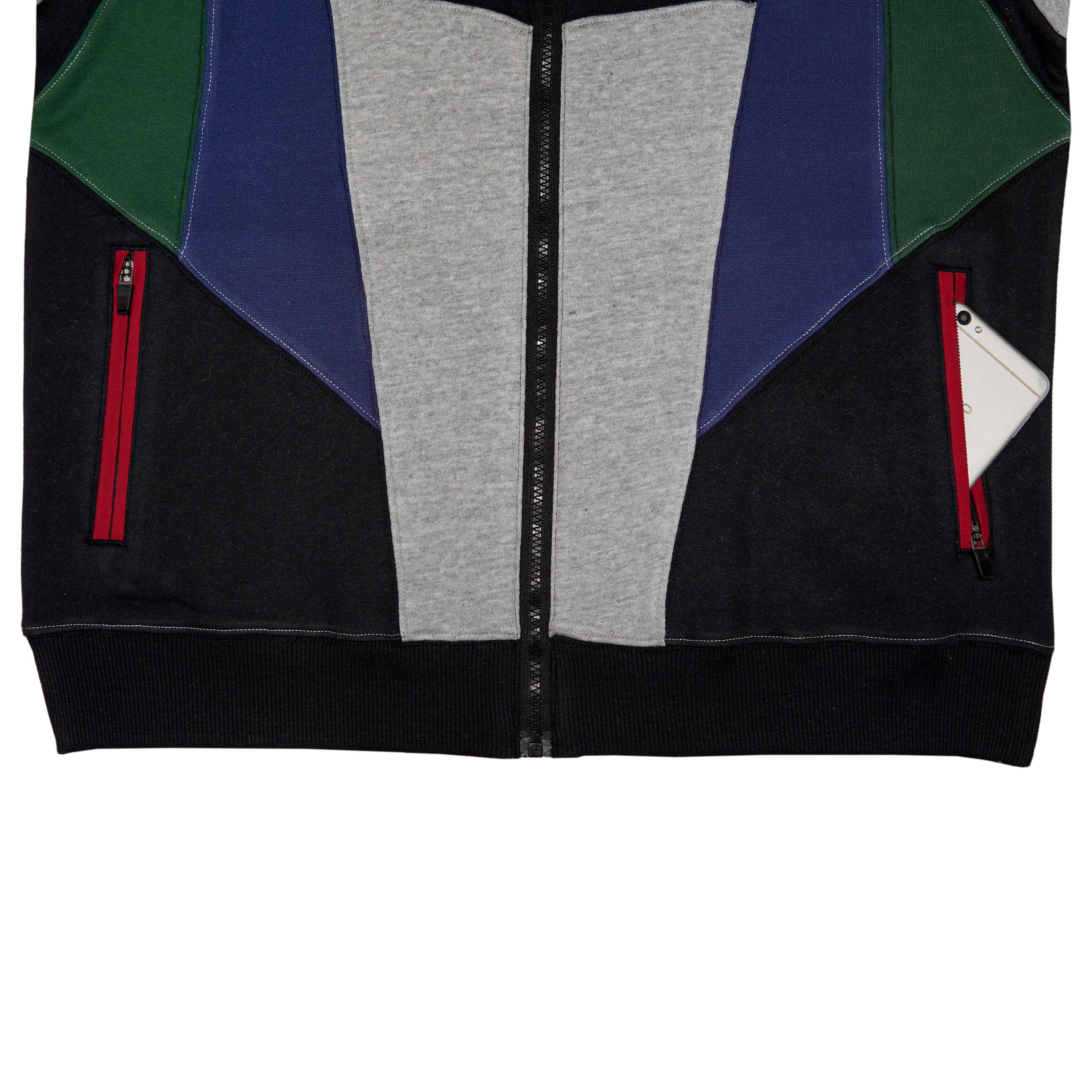 Full Zip Long Sleeve Multi Panal Sweatshirt