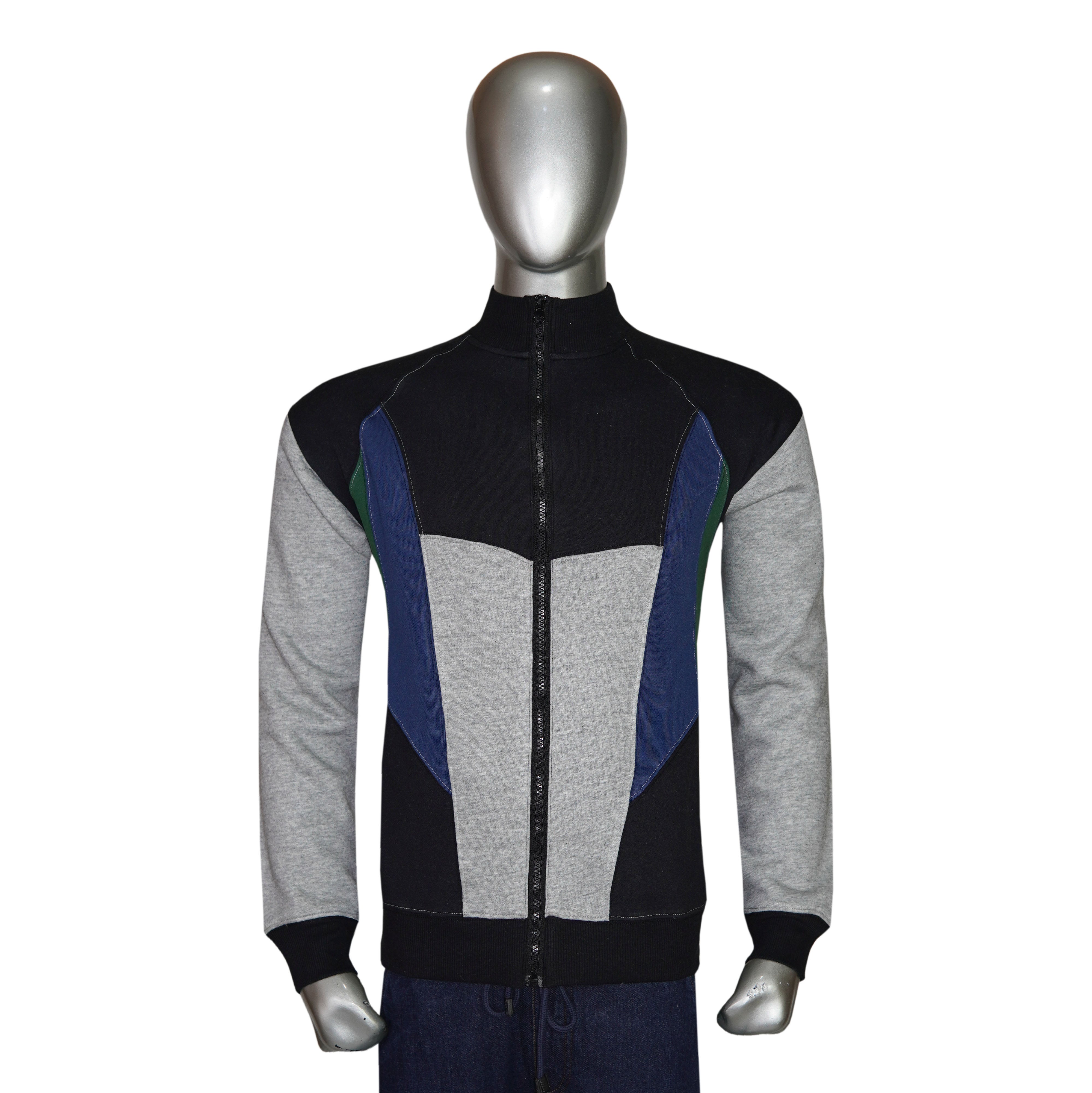 Full Zip Long Sleeve Multi Panal Sweatshirt