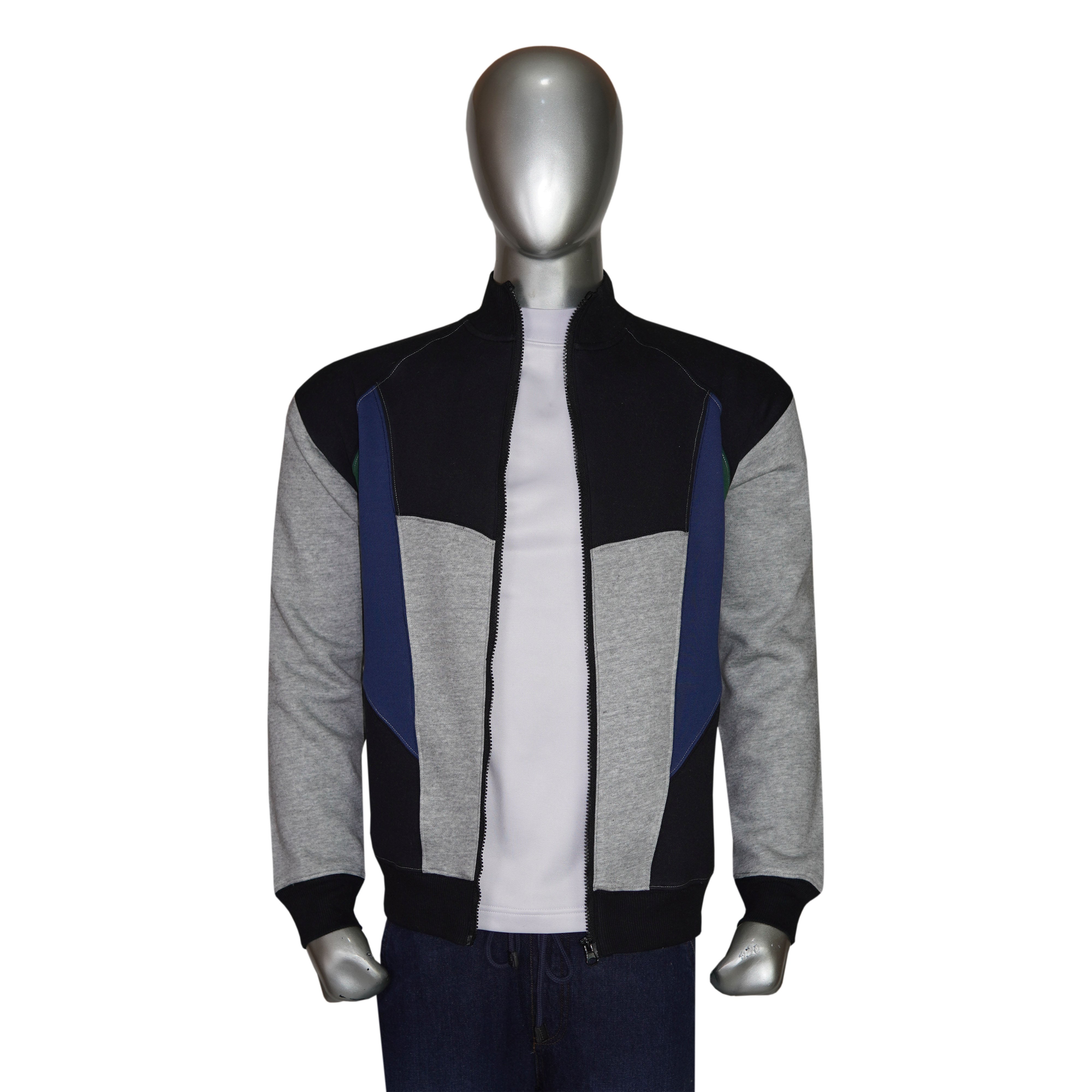 Full Zip Long Sleeve Multi Panal Sweatshirt