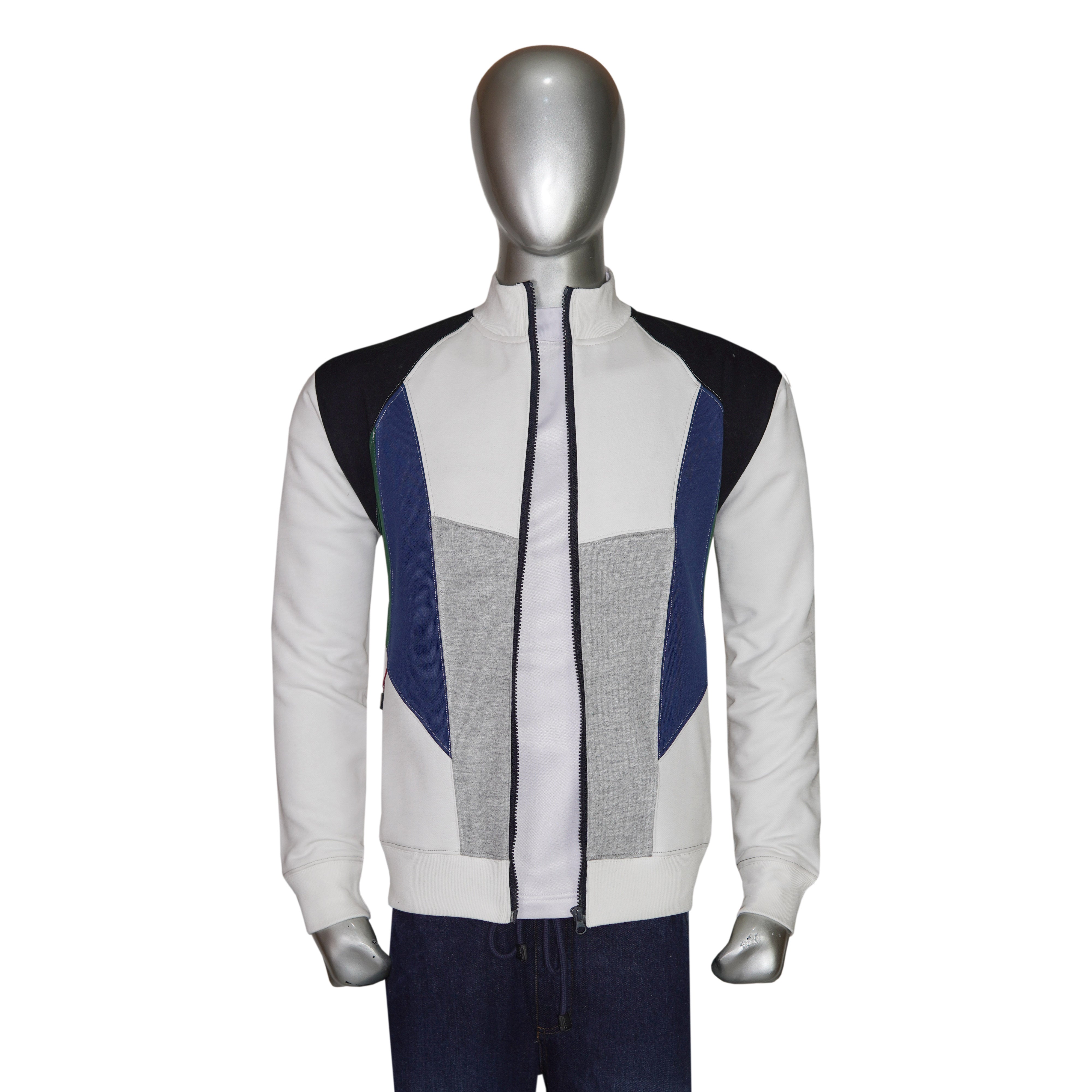 Full Zip Long Sleeve Multi Panal Sweatshirt