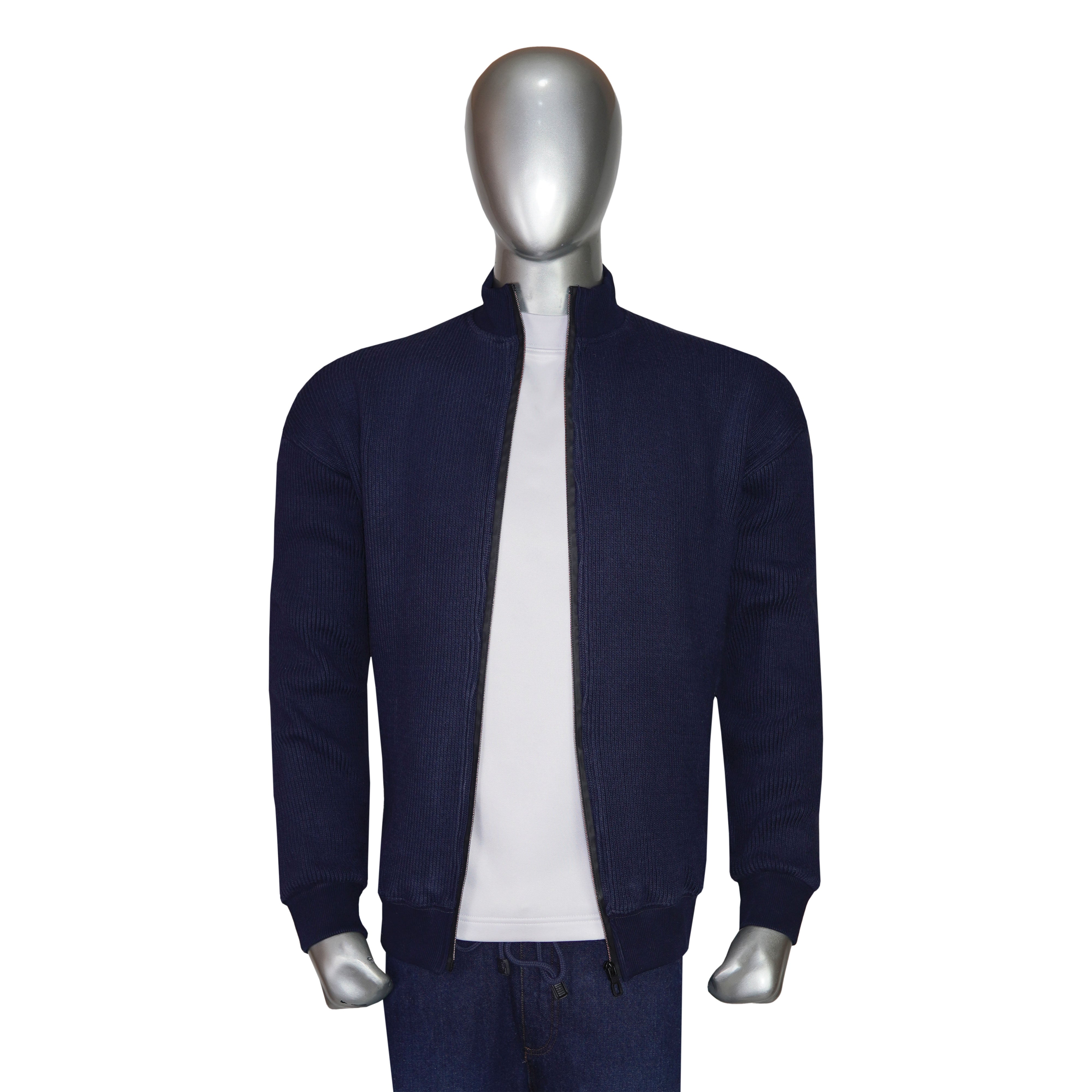 Men’s Full Zip Long Sleeve Rib Sweatshirt