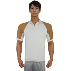 Men's Rib Raglan Short Sleeve Side Panel Polo Shirt