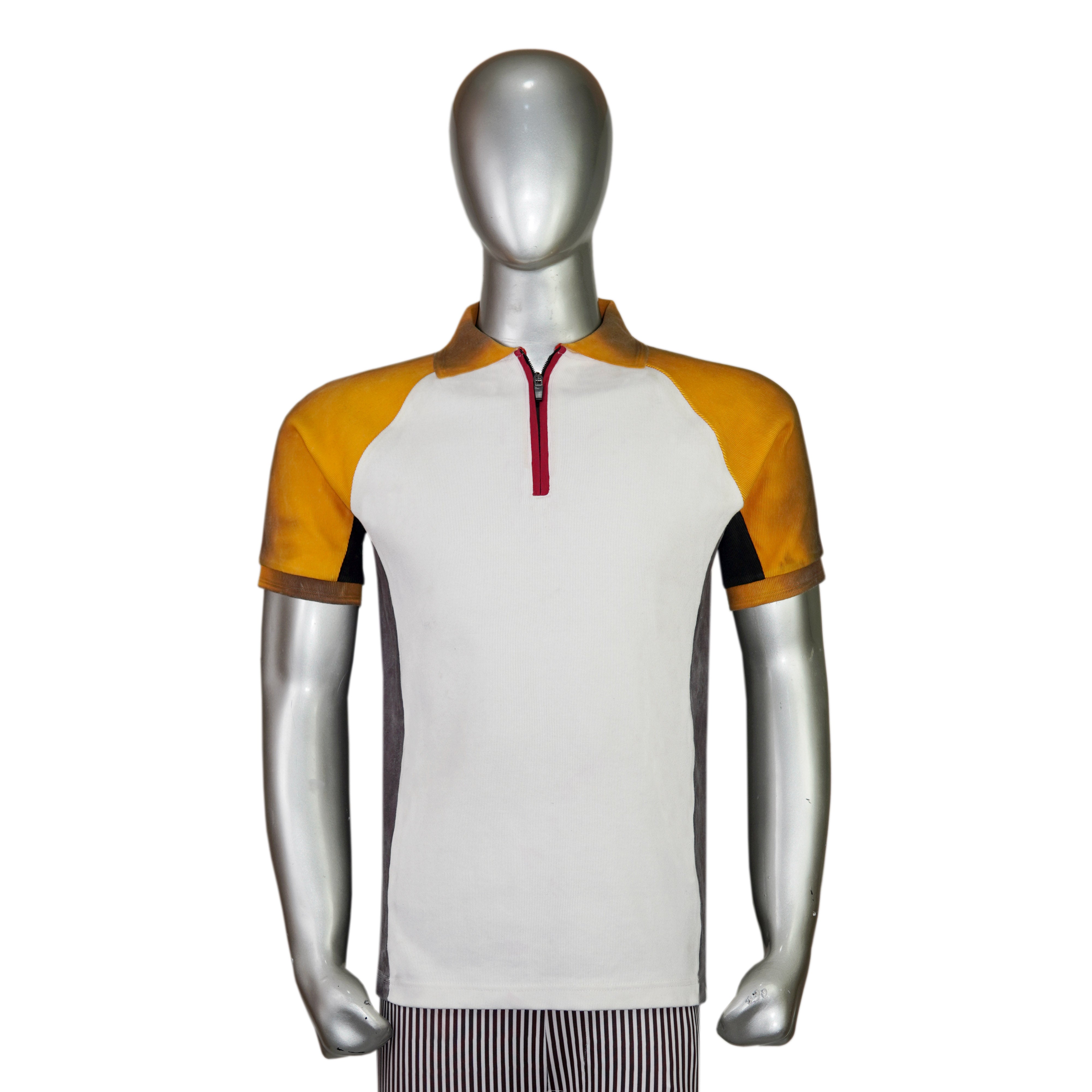 Men’s Raglan Sleeve Zip Polo Shirt with Side Panel