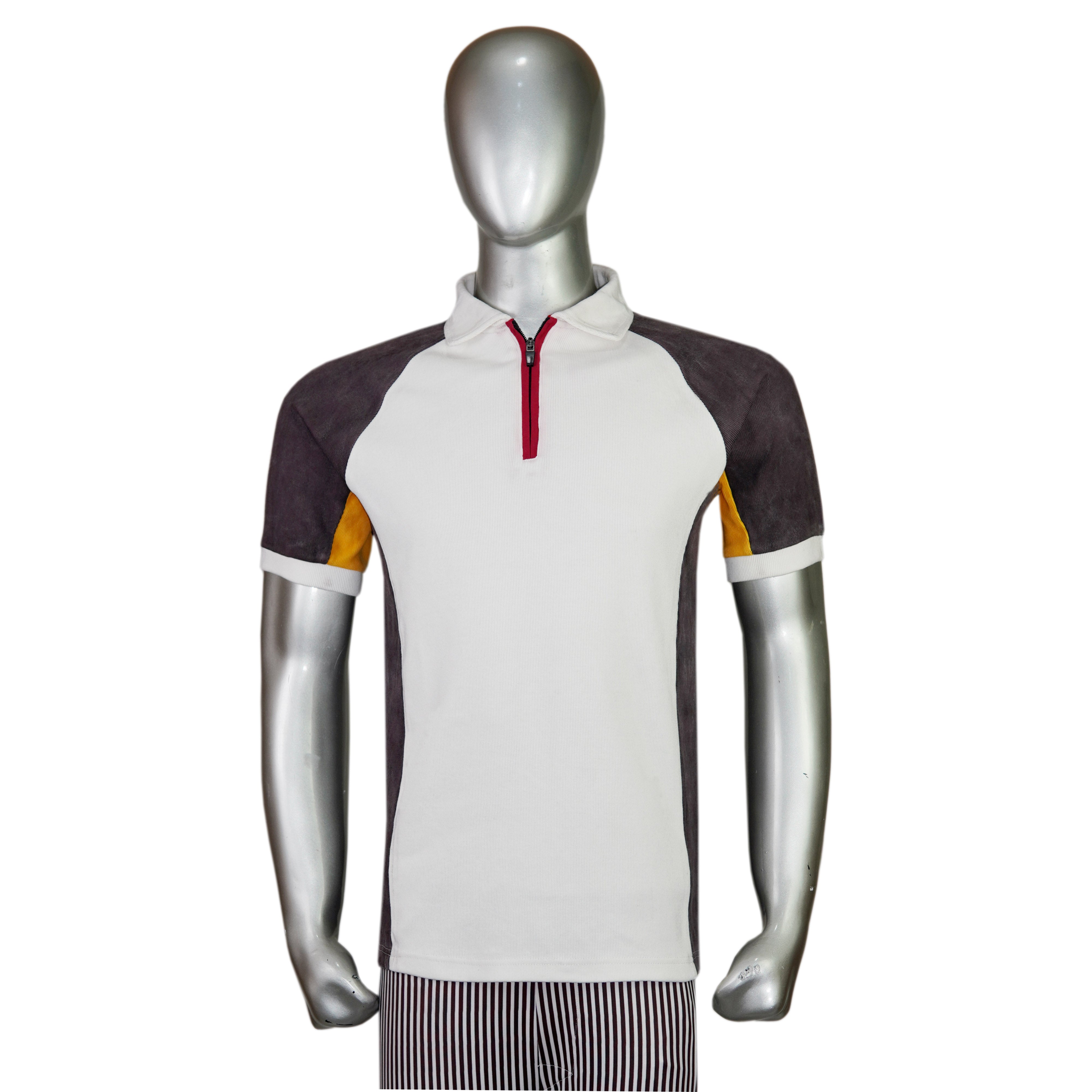 Men’s Raglan Sleeve Zip Polo Shirt with Side Panel