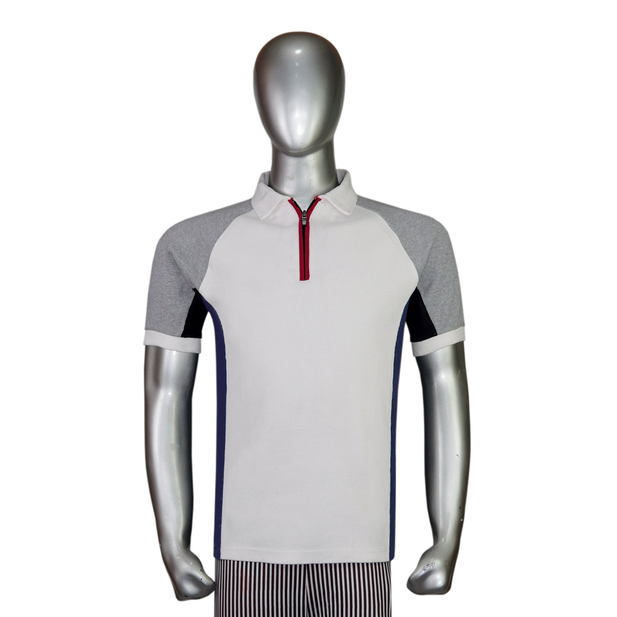 Men’s Raglan Sleeve Zip Polo Shirt with Side Panel