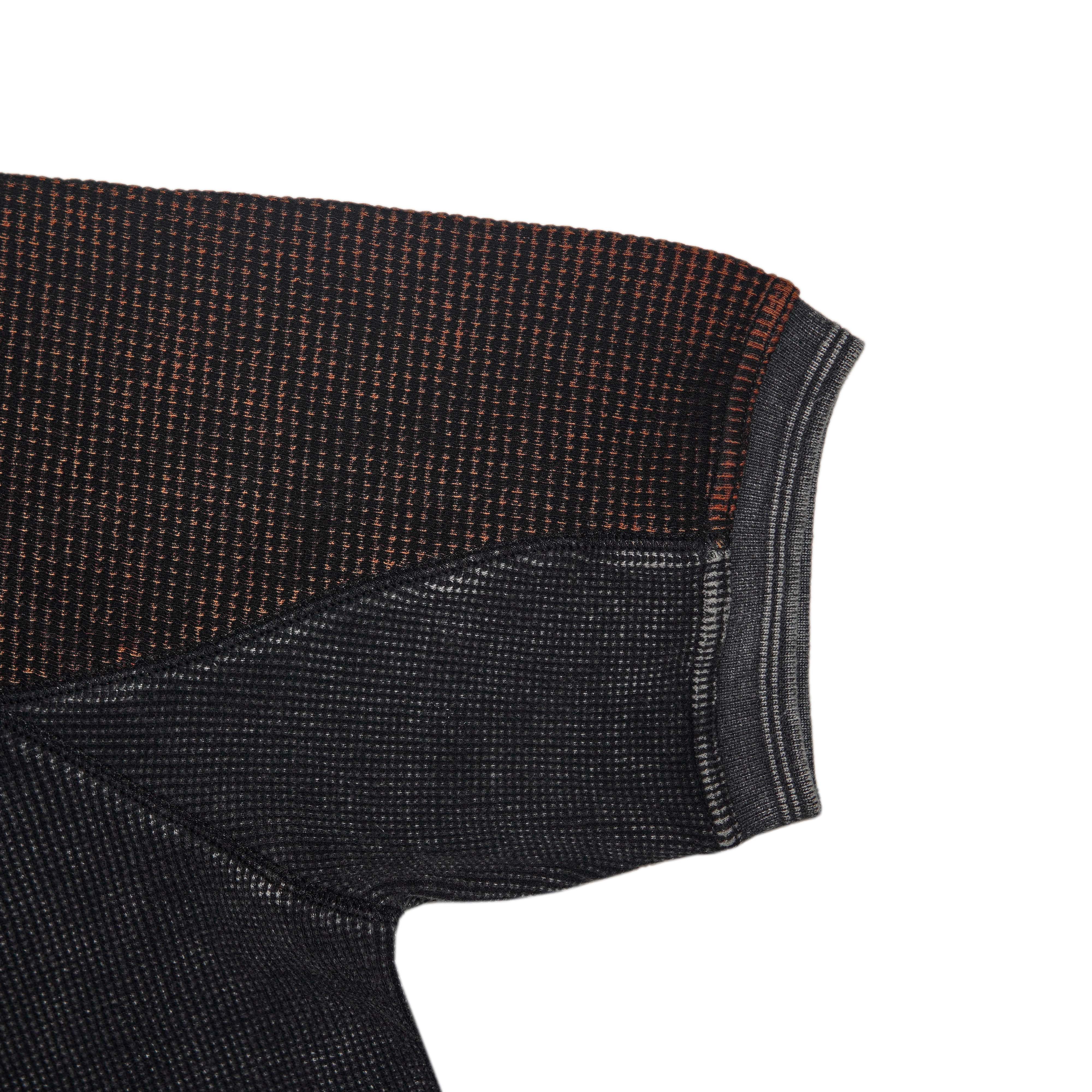 Thermal Contrast Vintage Wash Polo Shirt With Knitted Collar