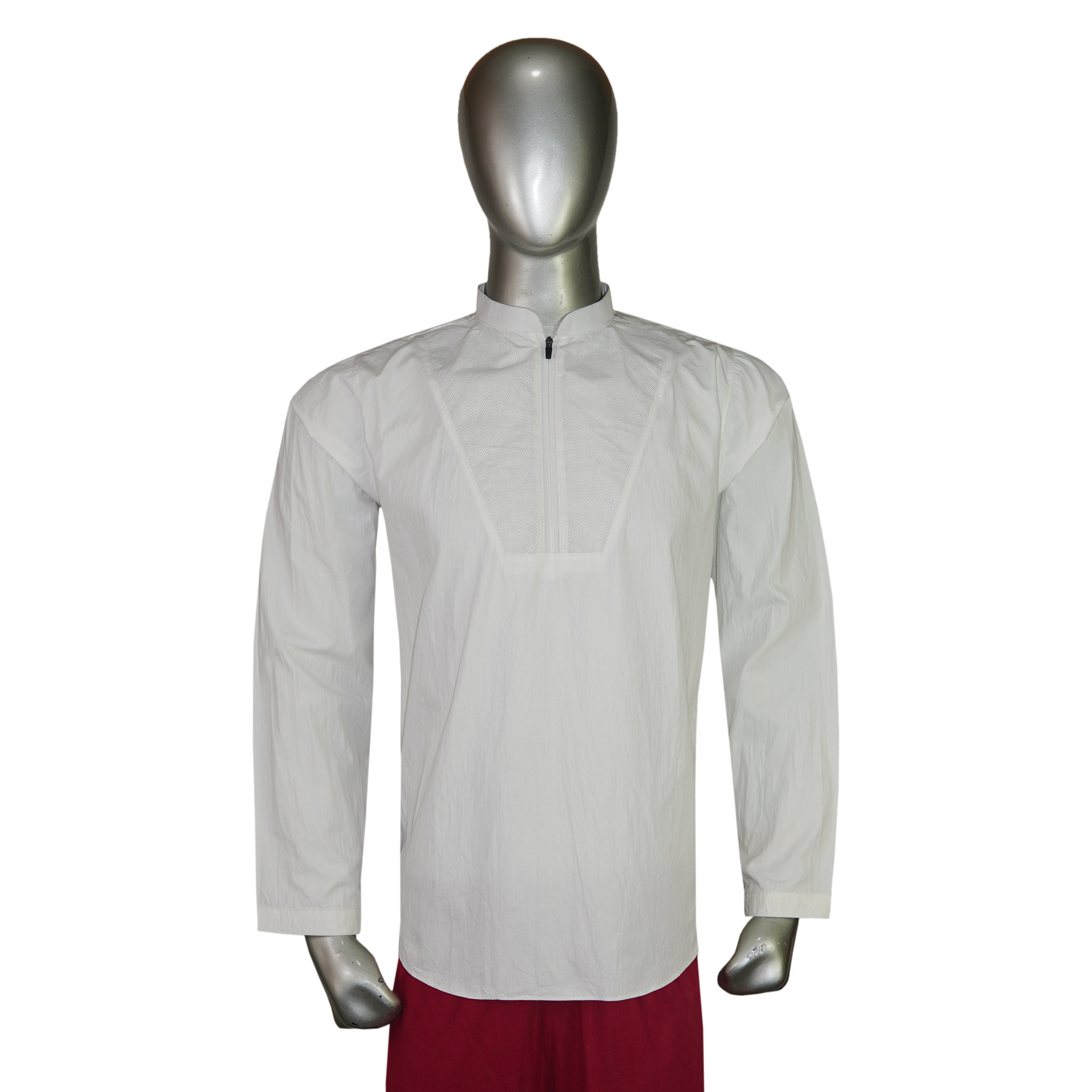 Mesh Fabric Quarter-Zip Long-Sleeve Fancy Kurta