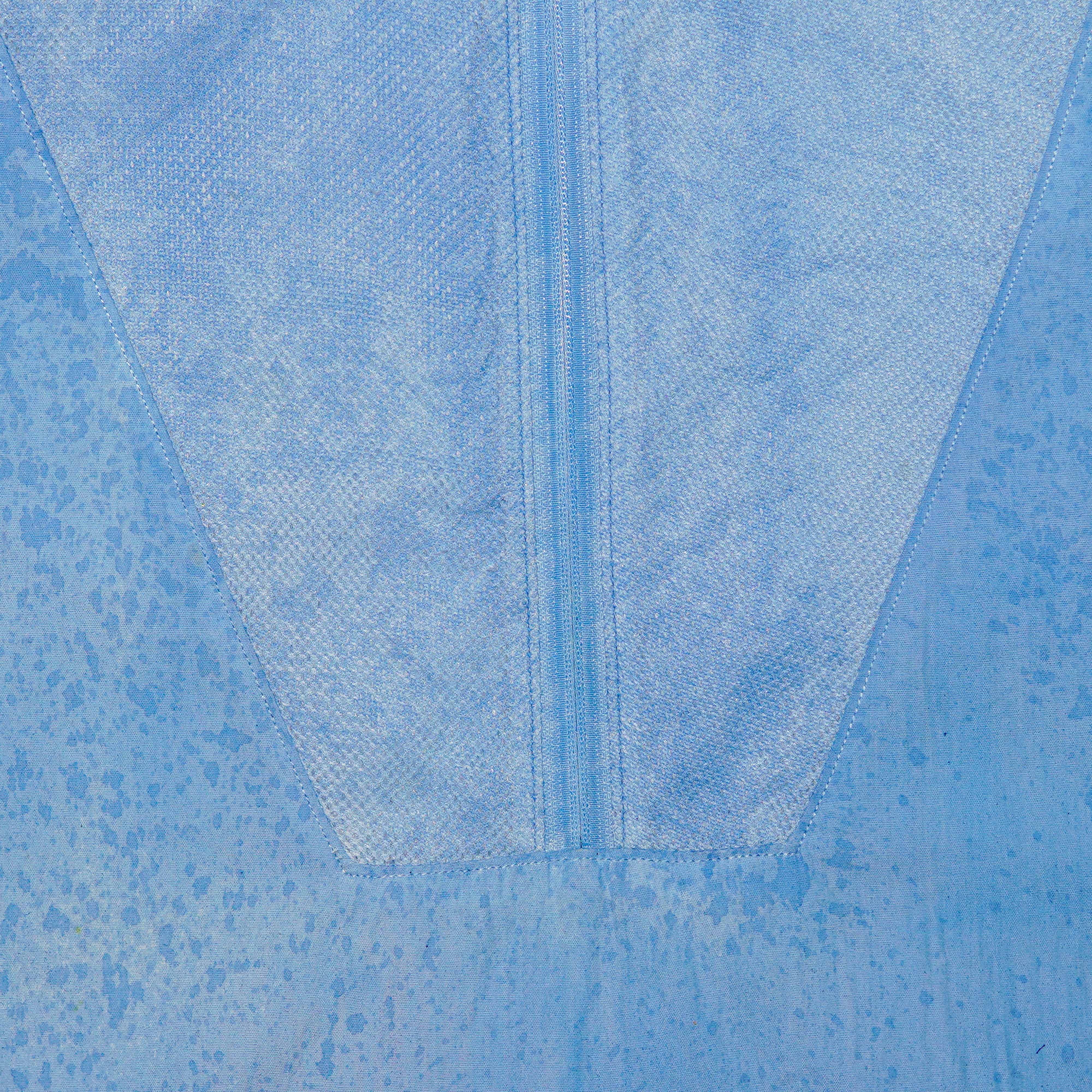 Mesh Fabric Quarter-Zip Short-Sleeve Fancy Kurta