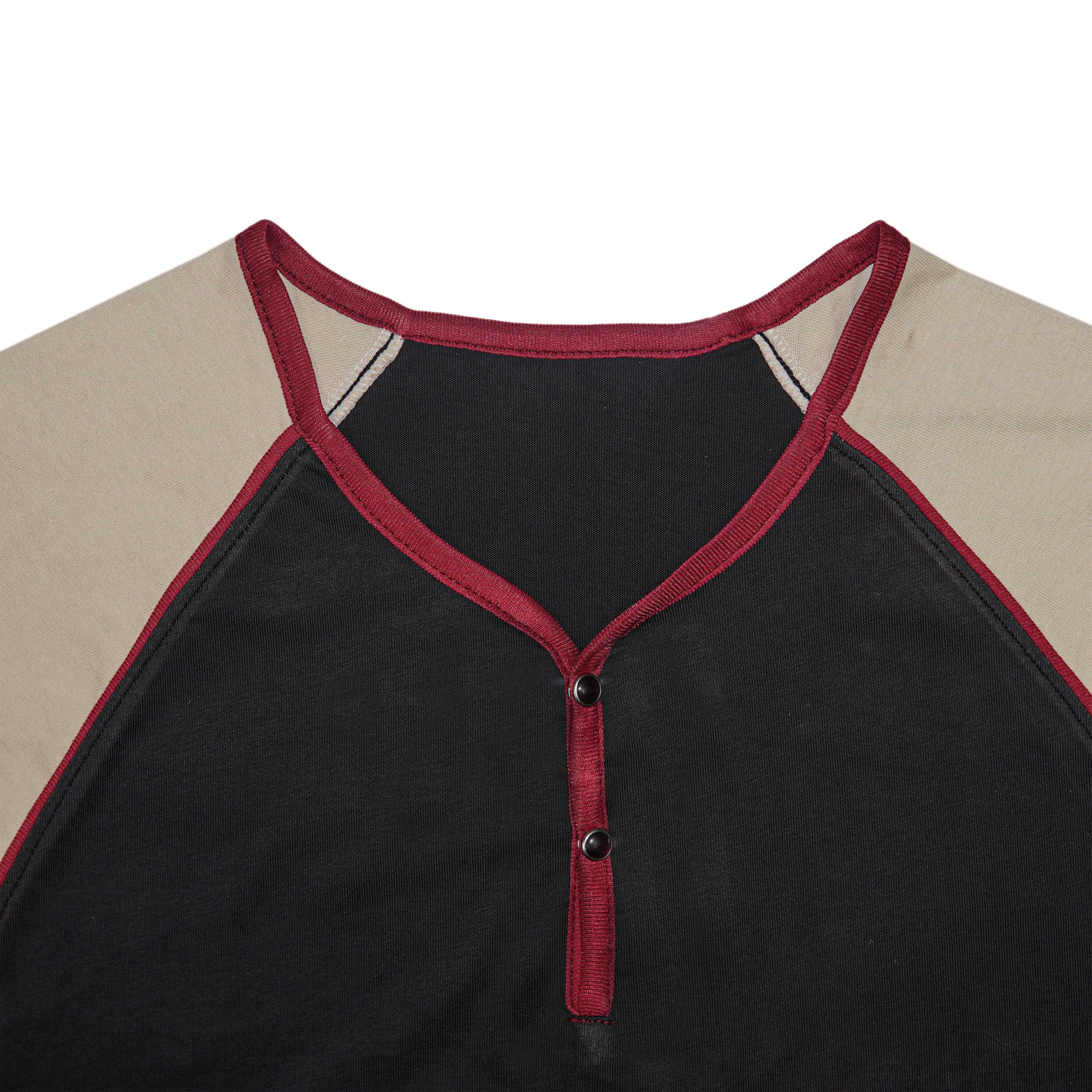 Y-Neck Raglan Short Sleeve T-Shirt