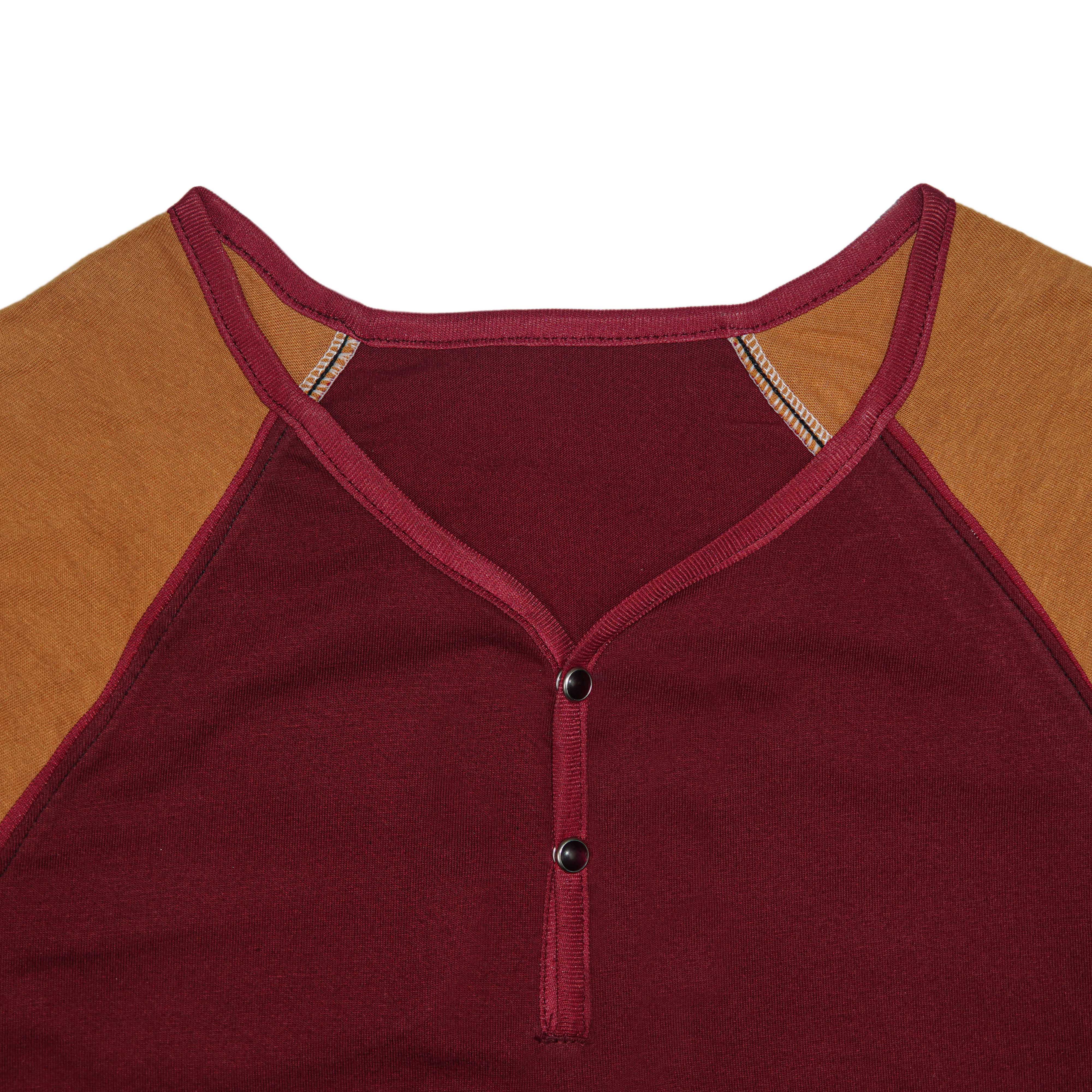 Y-Neck Raglan Short Sleeve T-Shirt