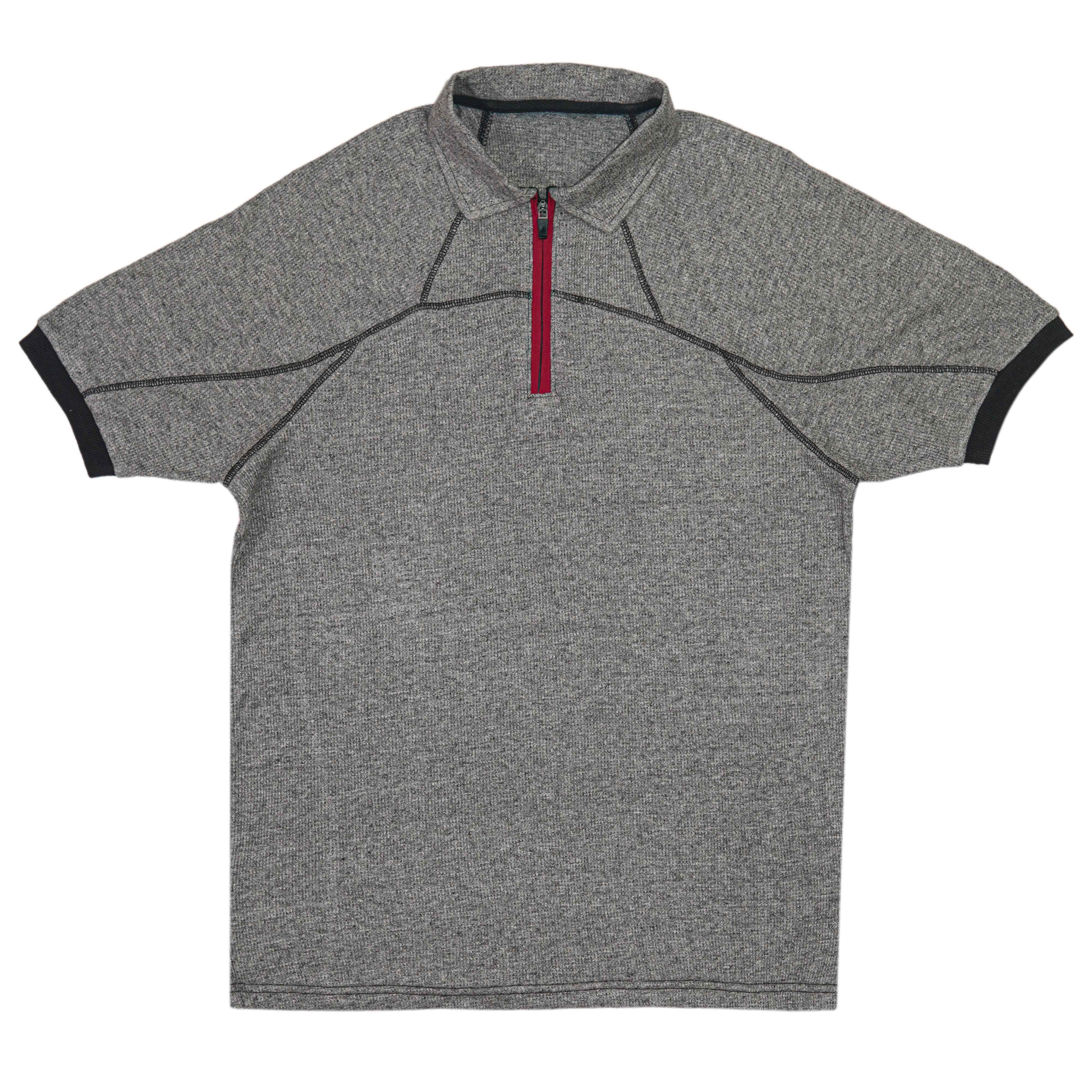 Short Sleeve Thermal Quarter Zip Polo Shirt