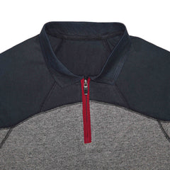 Thermal Quarter Zip Polo Shirt with Navy Blue Contrast Sleeves