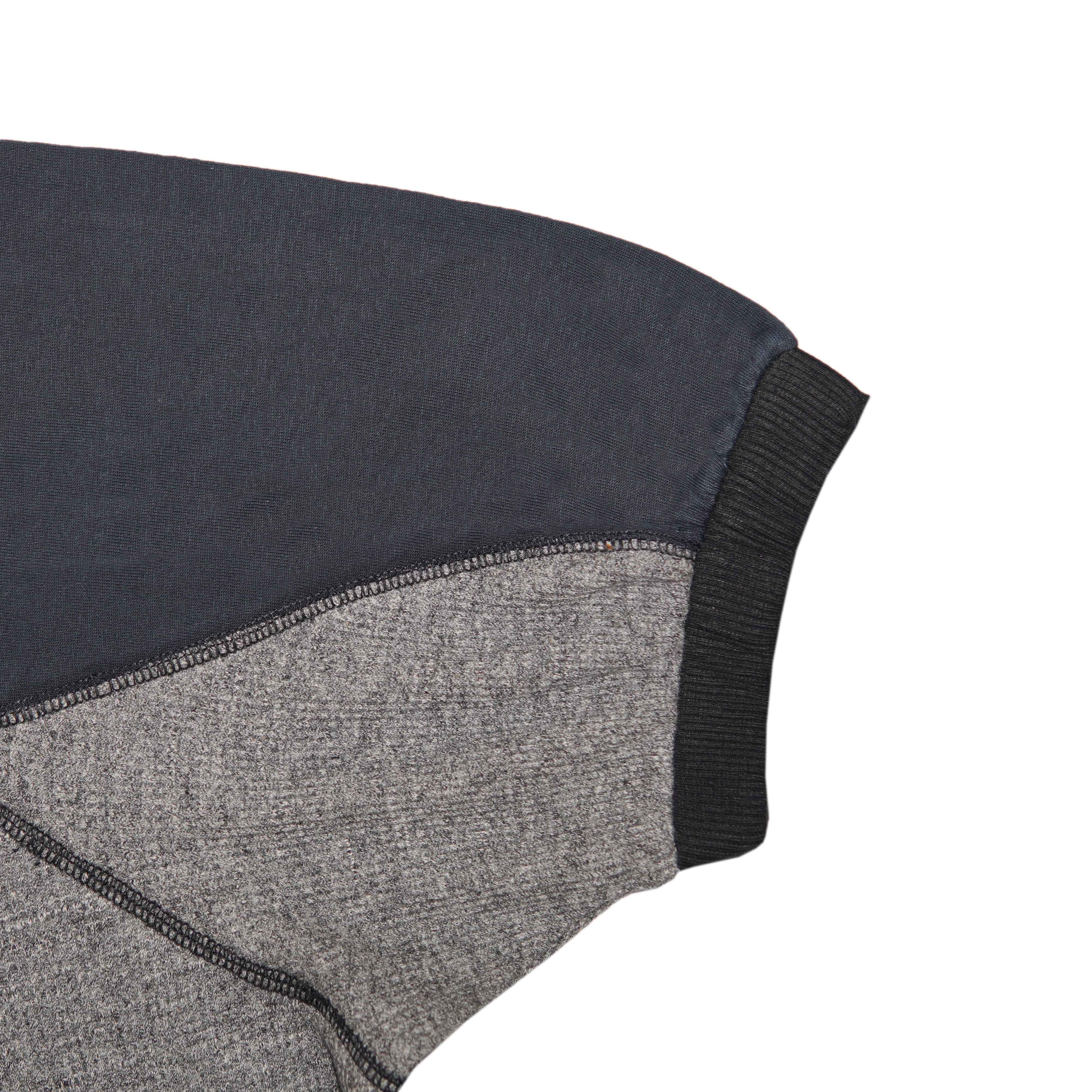 Thermal Quarter Zip Polo Shirt with Navy Blue Contrast Sleeves