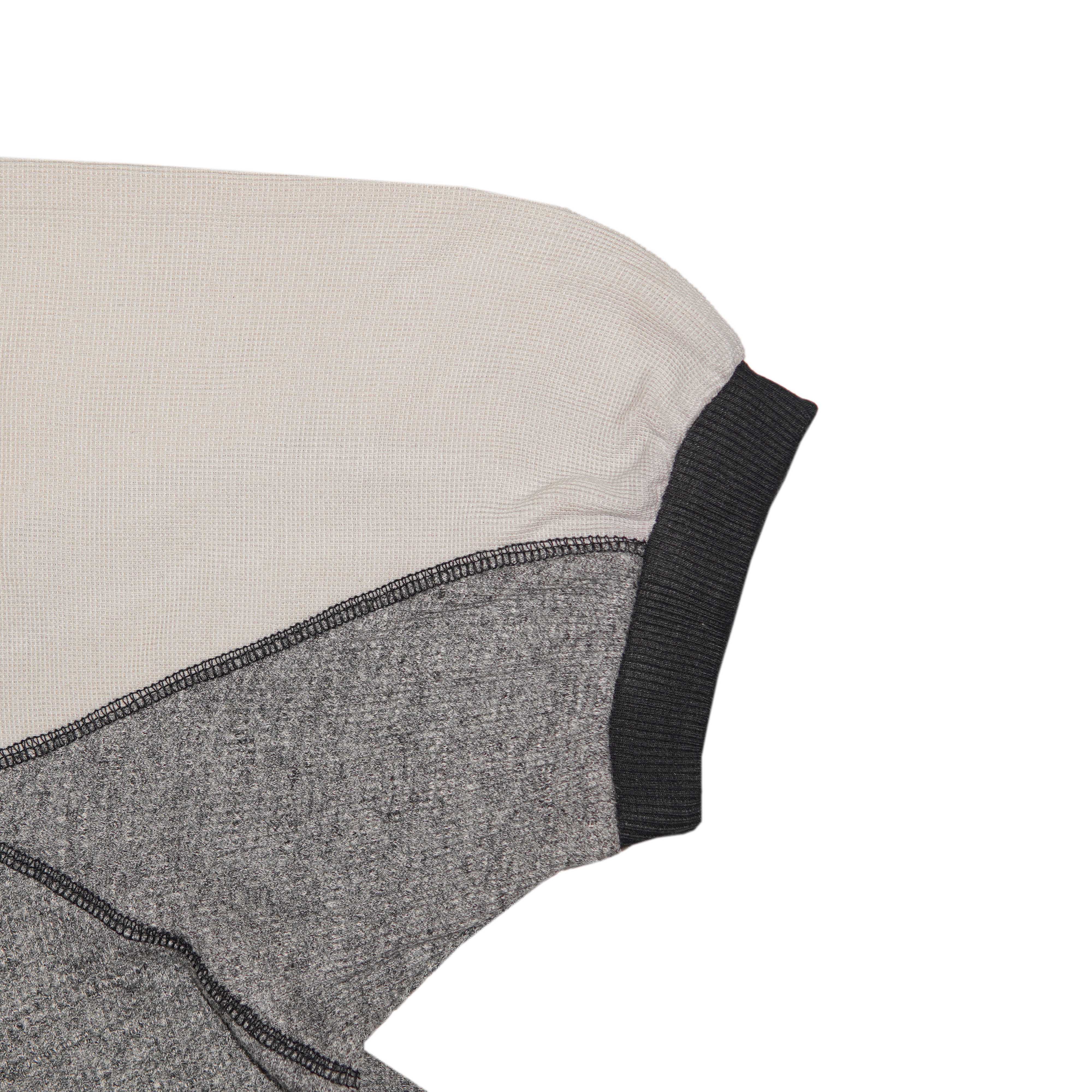 Thermal Quarter Zip Polo Shirt with Off-White Contrast Sleeves