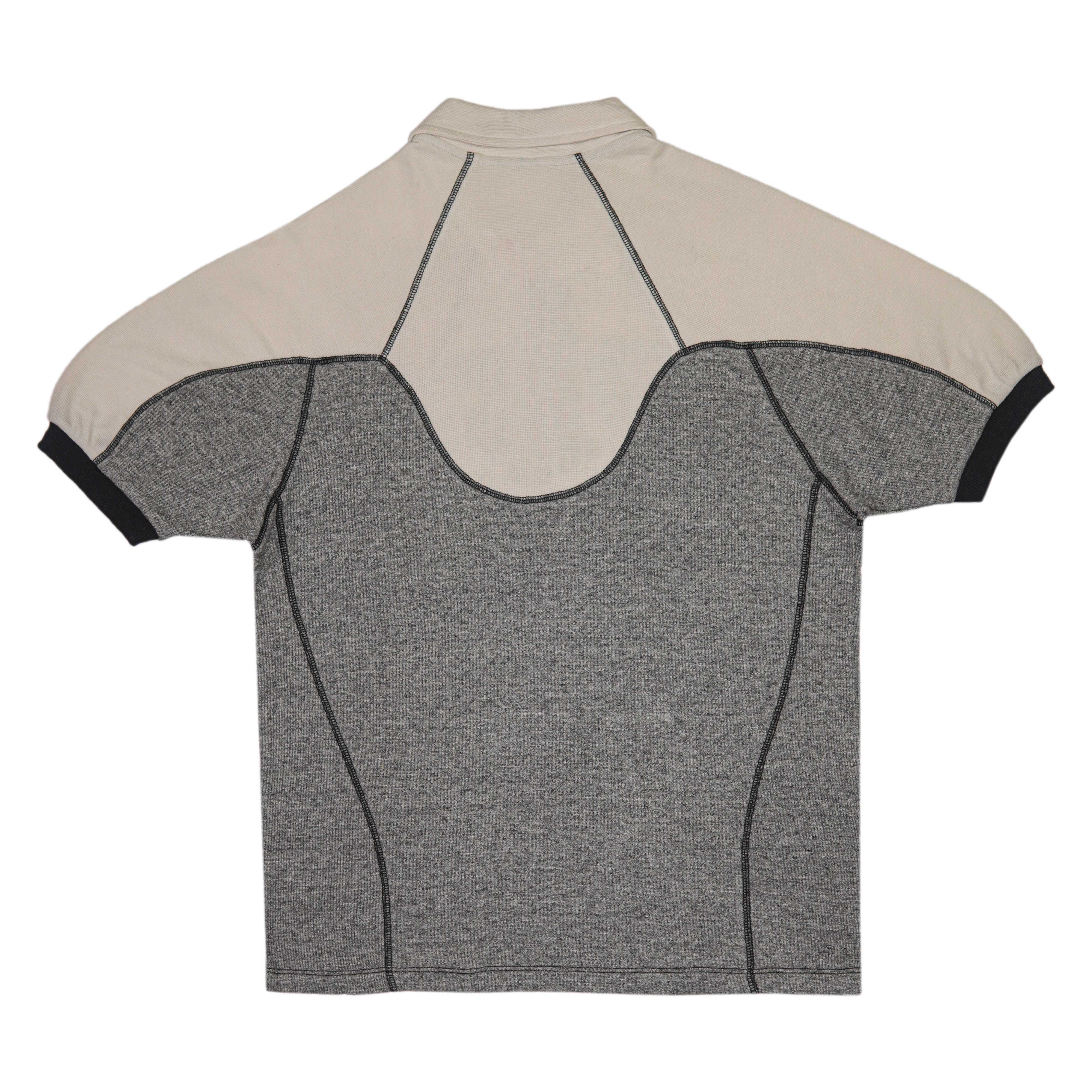 Thermal Quarter Zip Polo Shirt with Off-White Contrast Sleeves