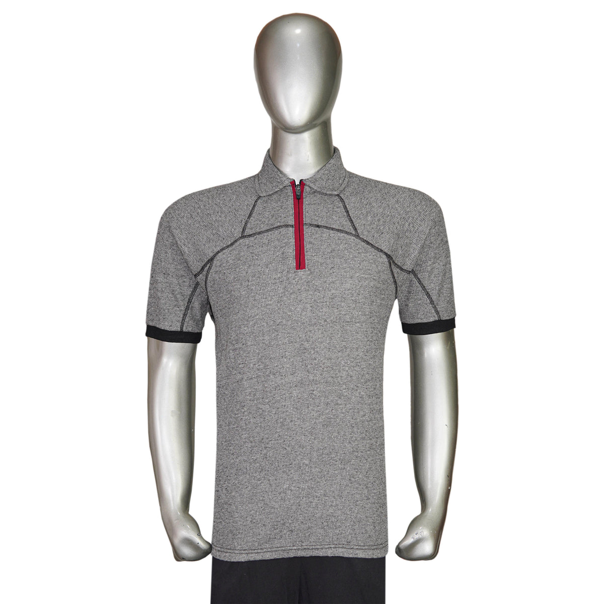 Short Sleeve Thermal Quarter Zip Polo Shirt