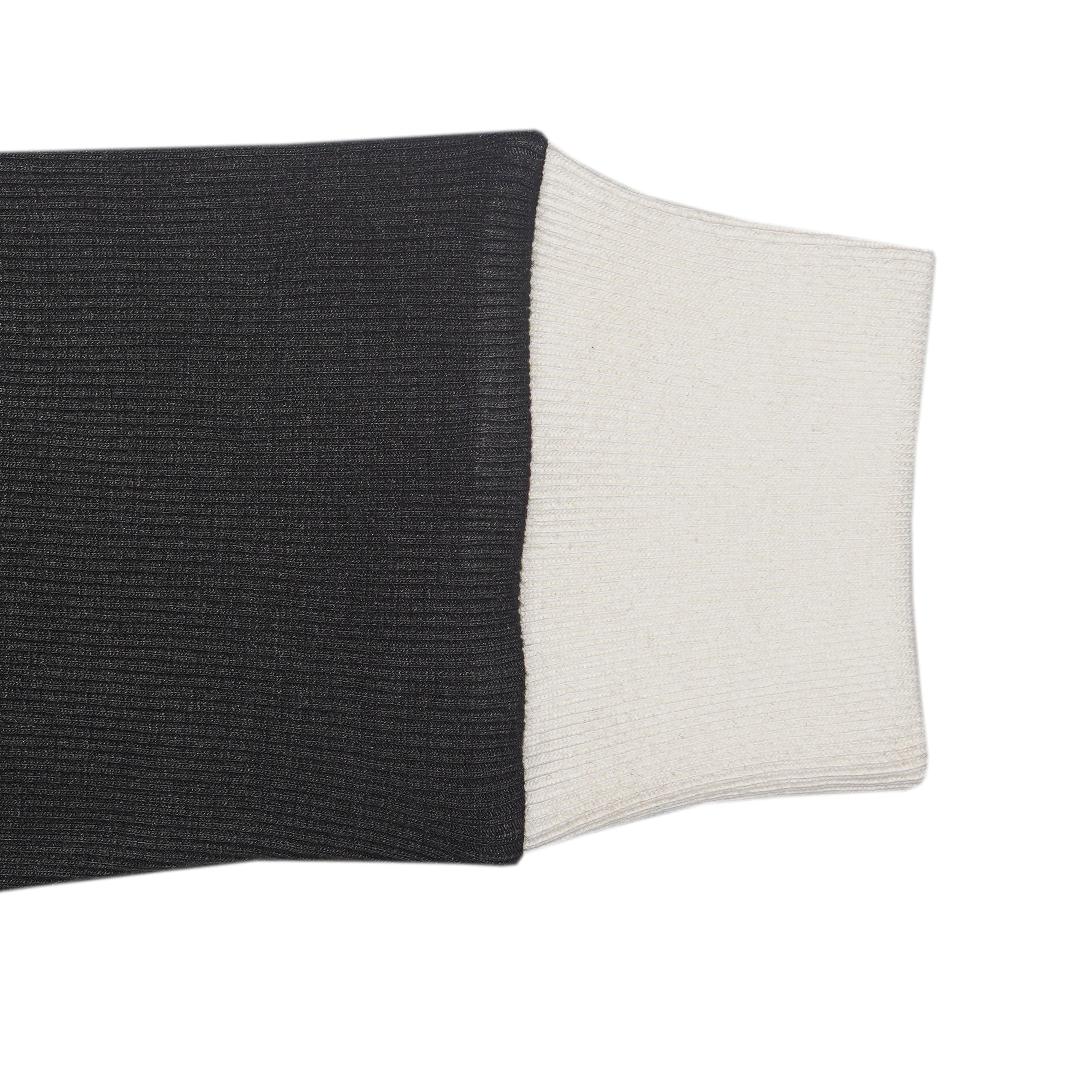 Ribbed Y-Neck Raglan Contrast Long Sleeve T-Shirt