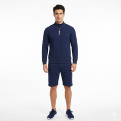 Quarter Zip Long Sleeve Sweatshirt with Shorts Tracksuit
