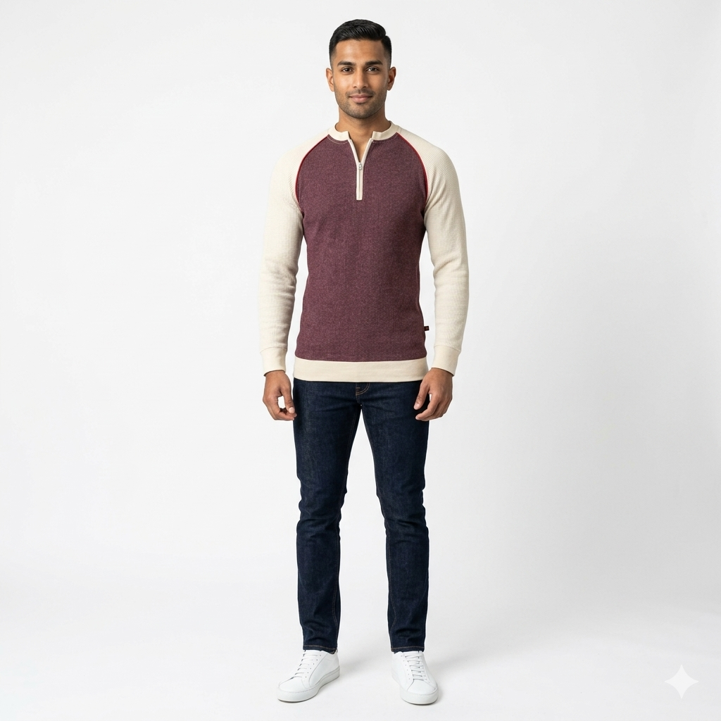 Long Sleeve "Short Zip Fashion" Sweat Shirt