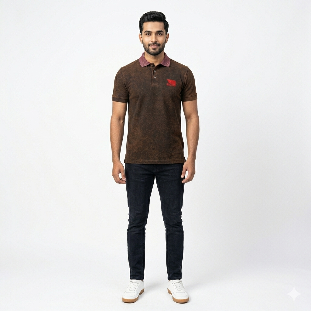 Brown 03-Tunic Shaded Polo Shirt