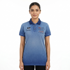 Women's Sky Blue Shaded Polo Shirt