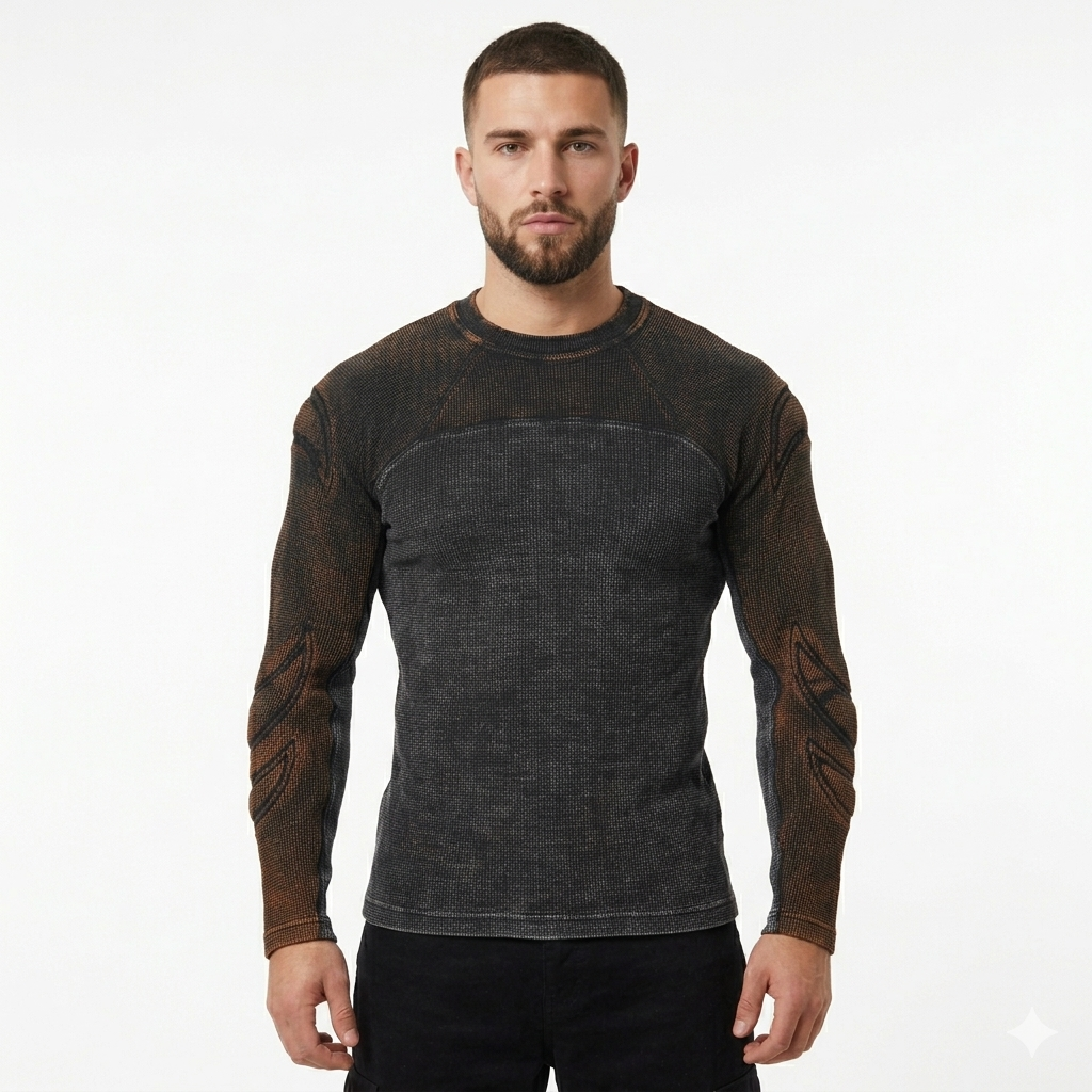 Contrast Vintage Wash Thermal Padded Sweat Shirt