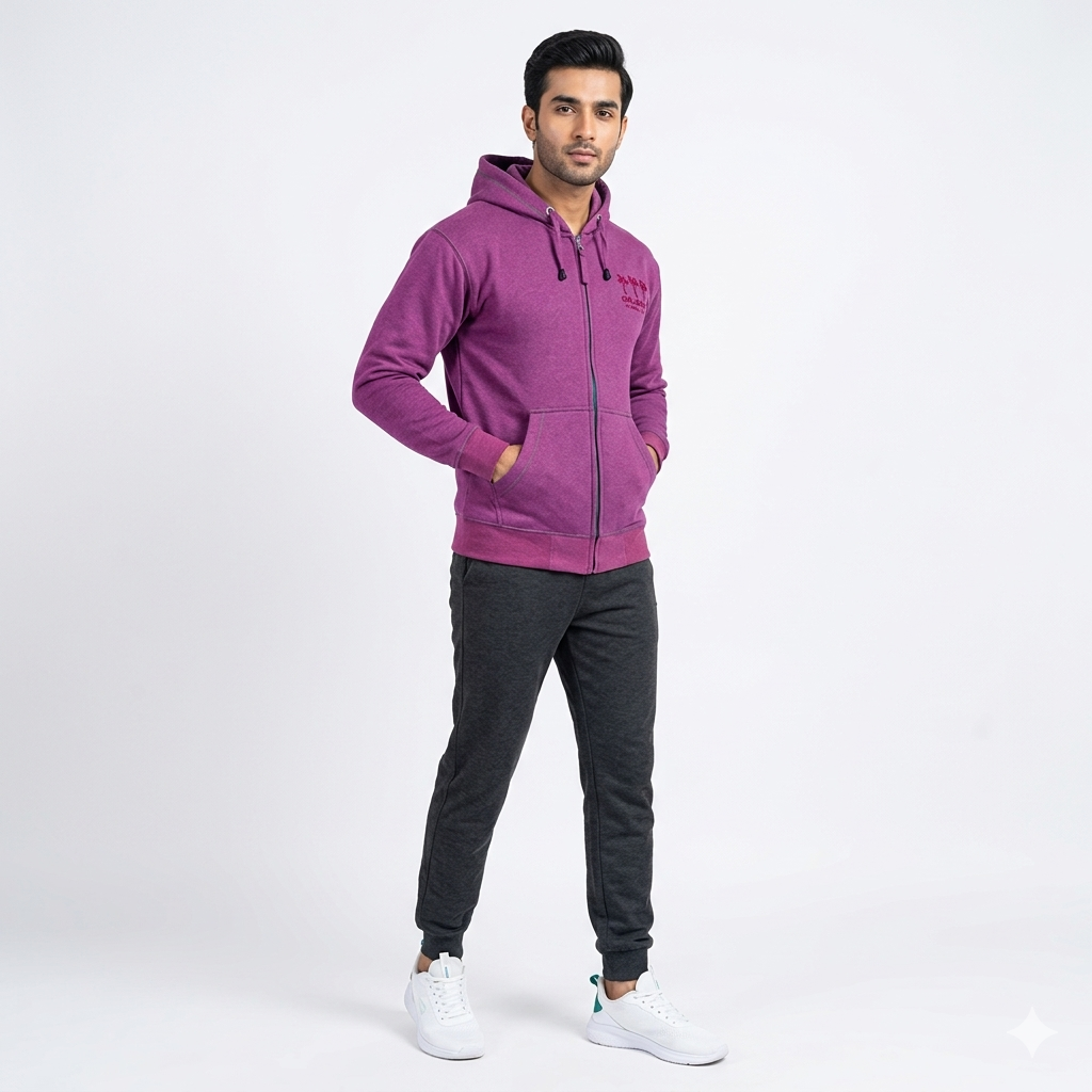 Contrast Rib Shining Orlando Plain Hoodie