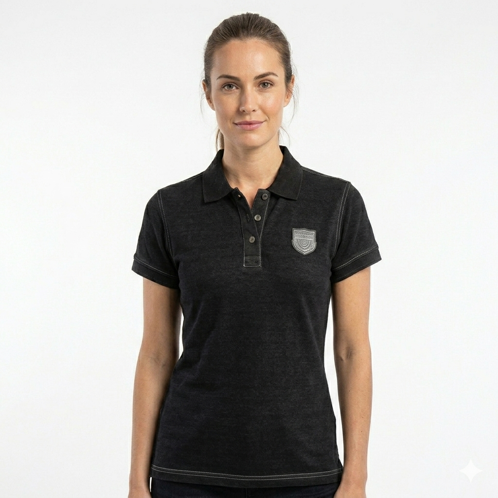 Black Self Linning 3- Tunic Polo Shirt