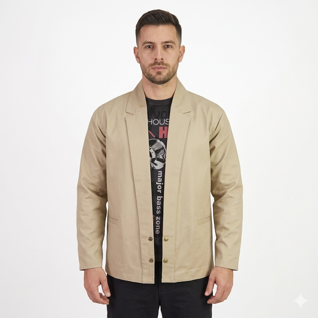 Men’s Beige Twill Blazer Coat