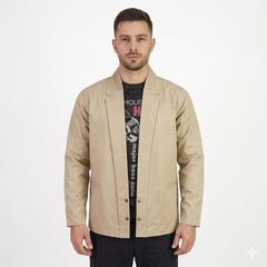 Men’s Beige Twill Blazer Coat