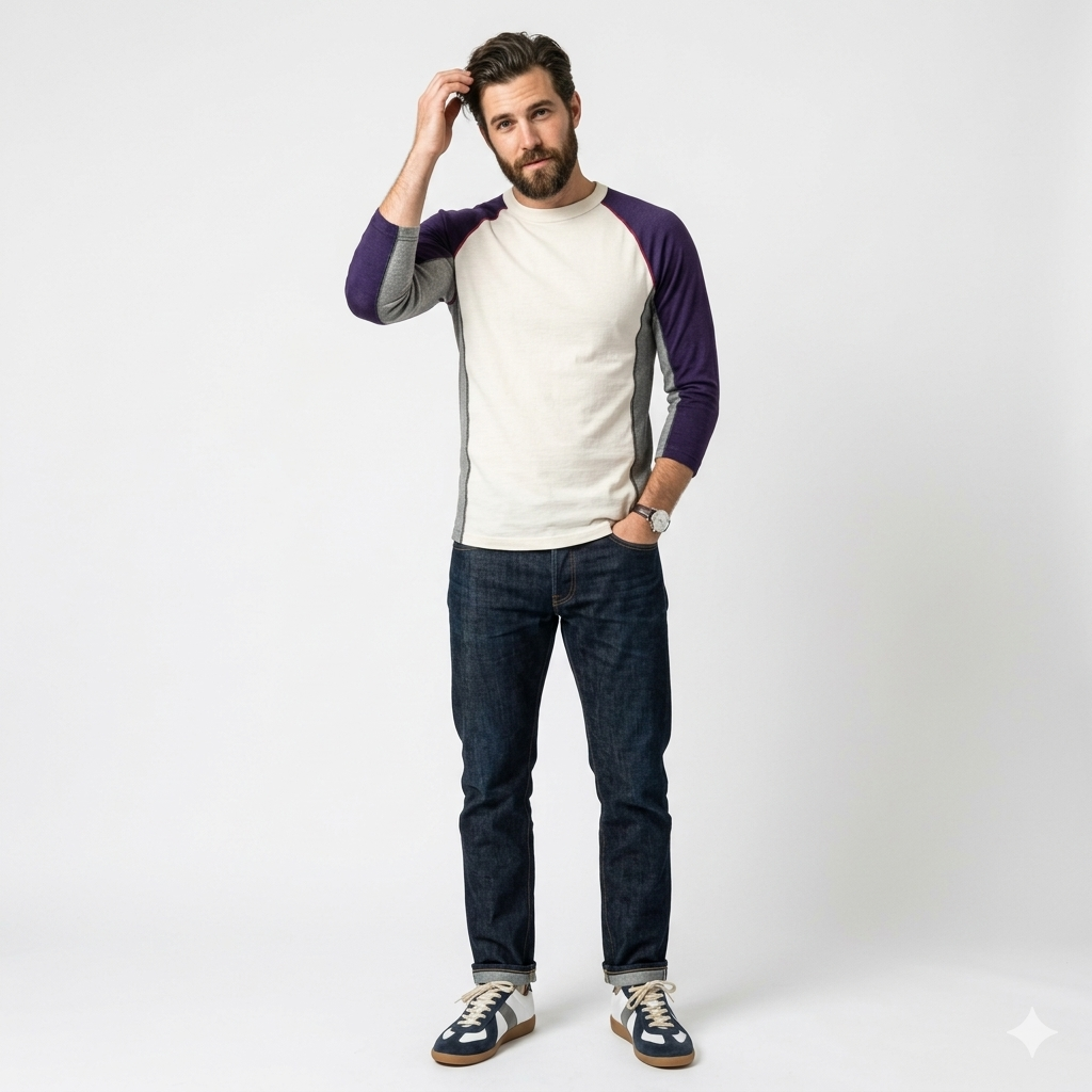Side Panel Against Sweating Long Sleeve Raglan T Shirt