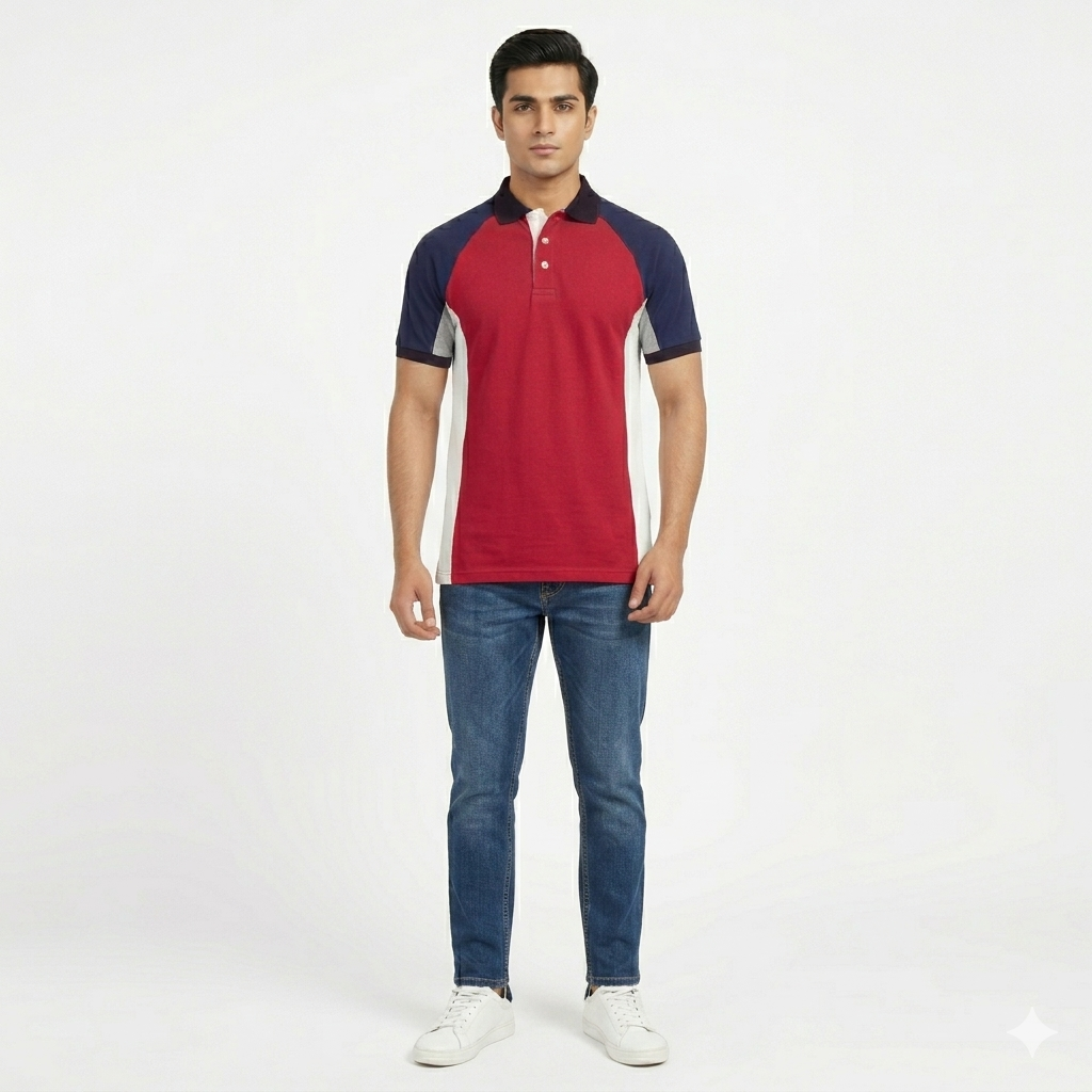 S/J Side Panal Raglan Polo Shirt
