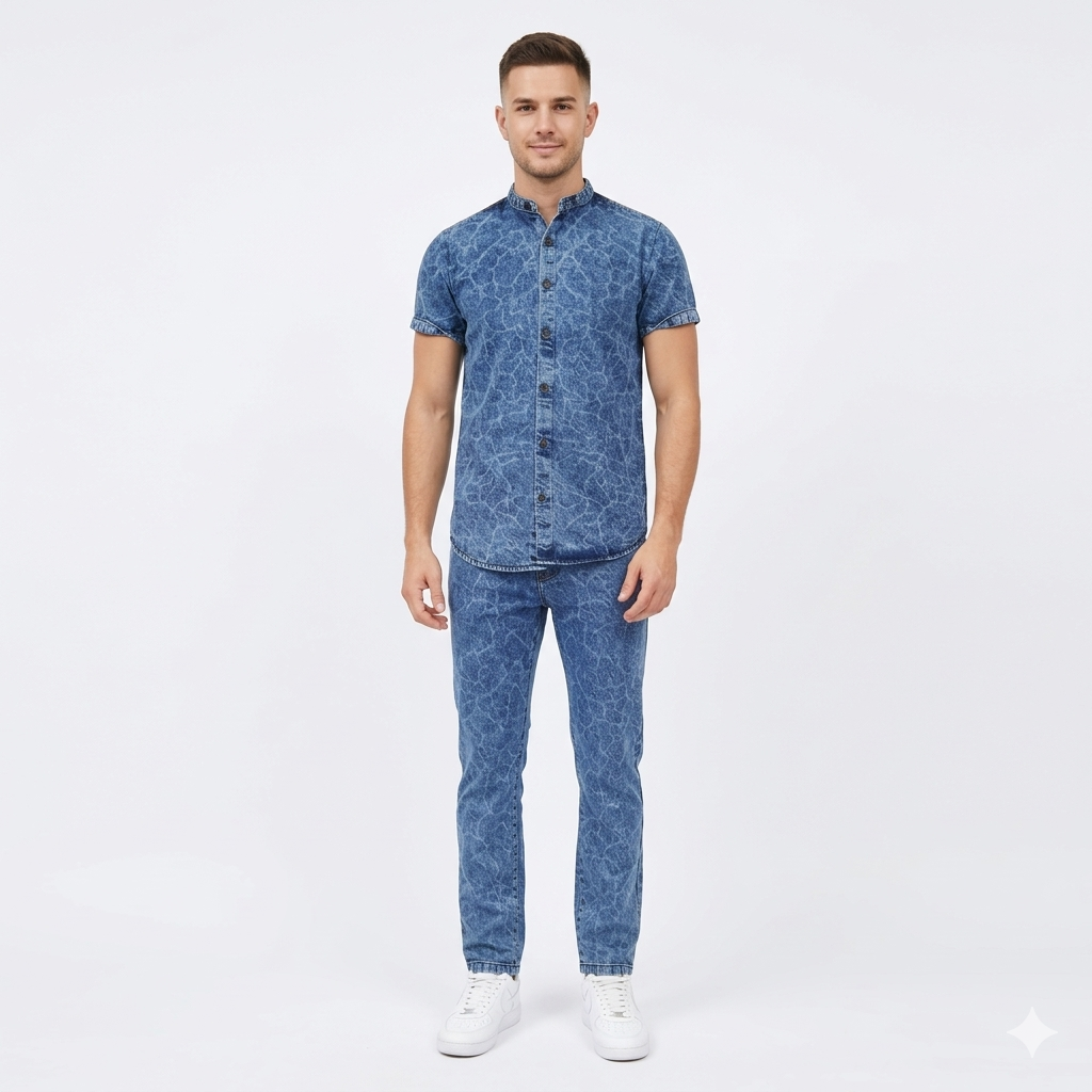 Cracked wash look Denim Suit