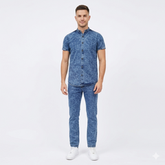 Cracked wash look Denim Suit