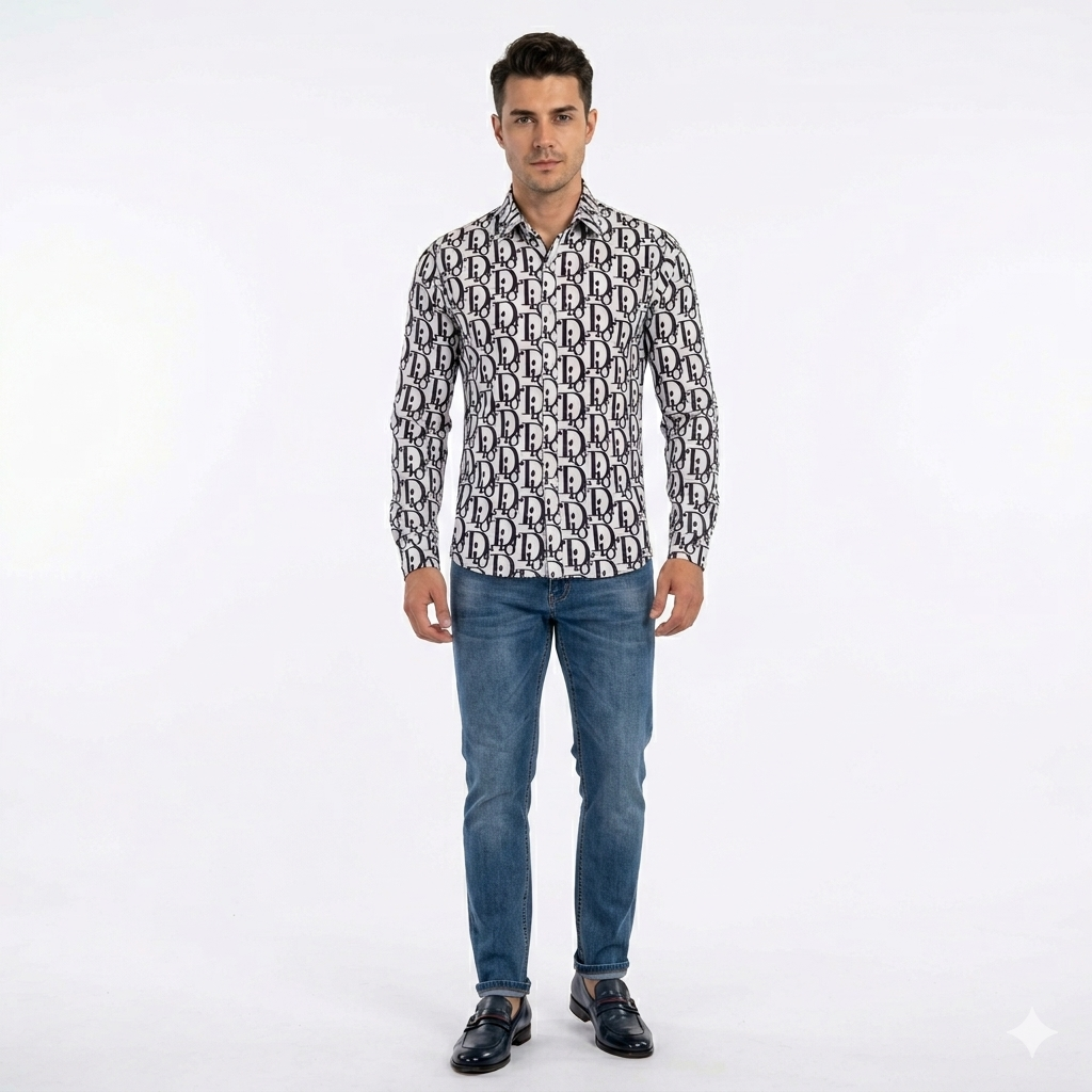4-Way Stretched Printed Formal Dress Shirt with causal wearing feelings