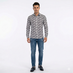 4-Way Stretched Printed Formal Dress Shirt with causal wearing feelings