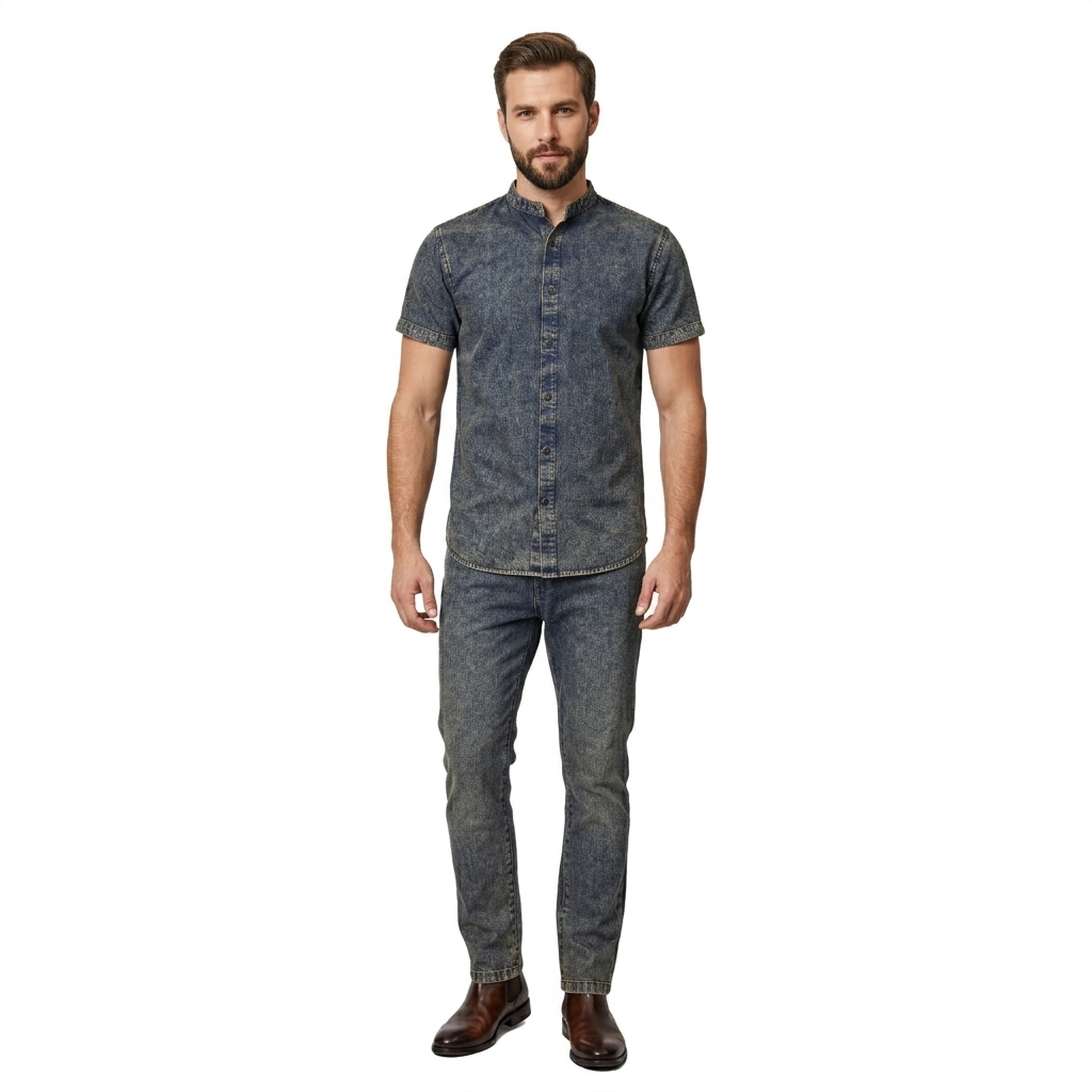 Short Sleeve Denim Suit