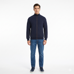 Men’s Full Zip Long Sleeve Rib Sweatshirt