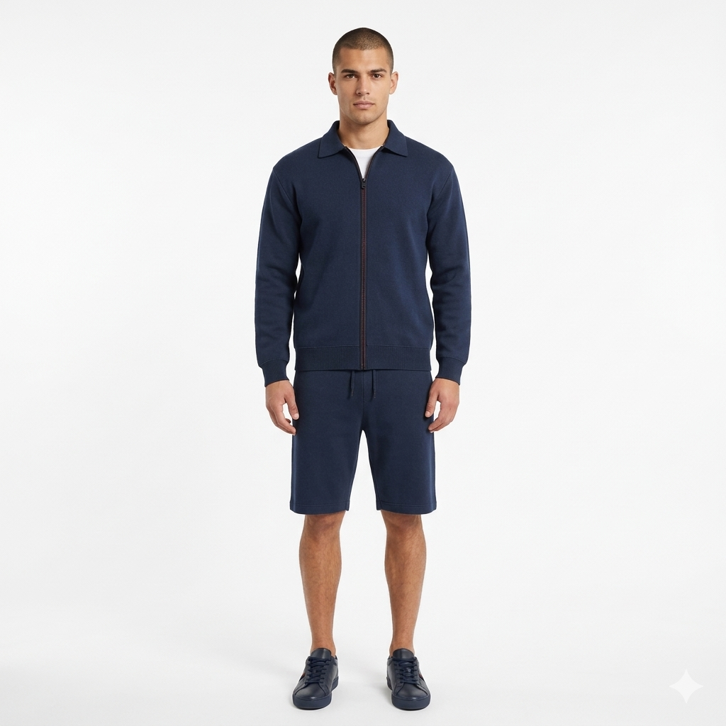 Full Zip Long Sleeve Polo Shirt with Short TrackSuit "610" GSM