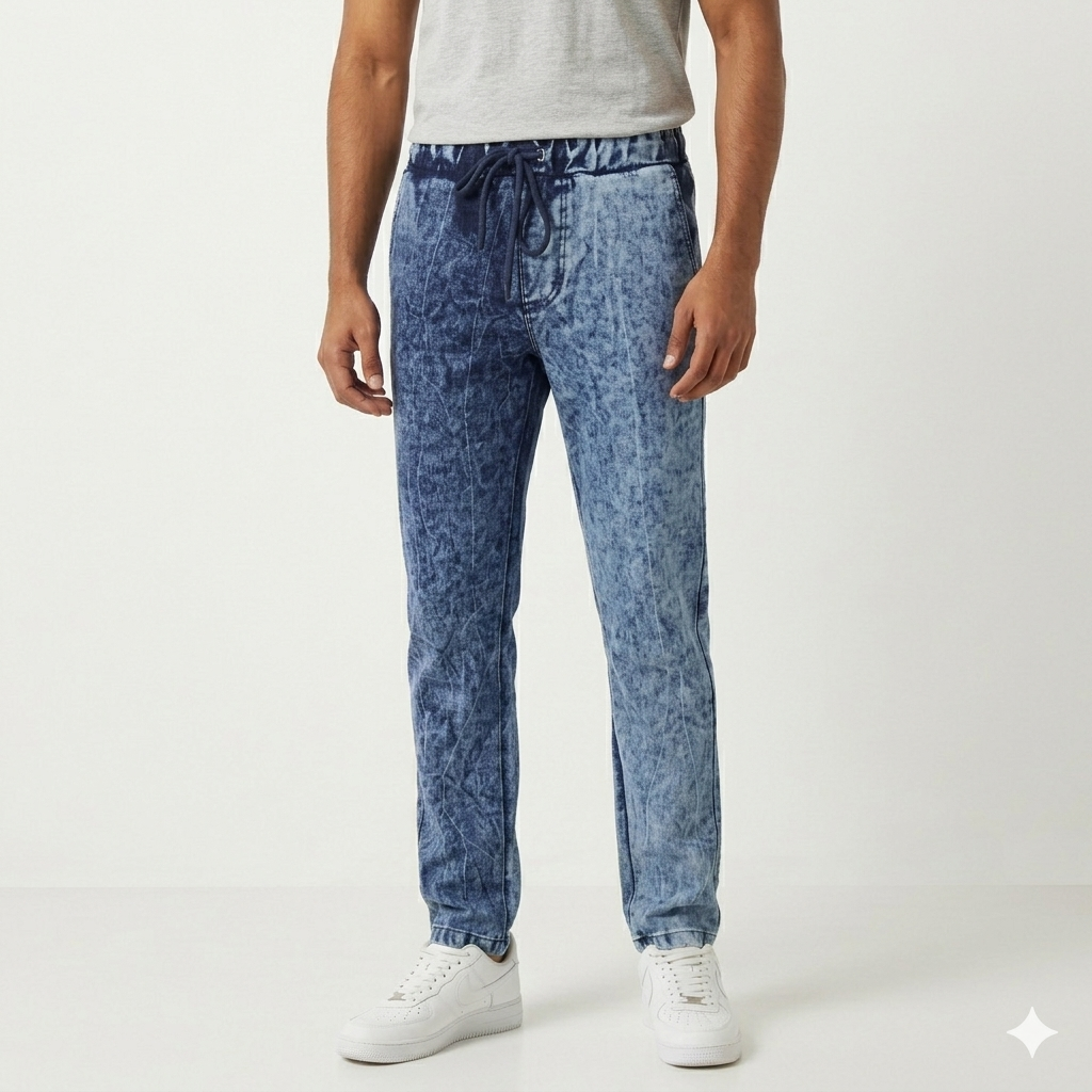 Denim Tie & Dye cloudy look Trouser