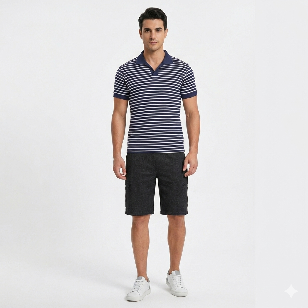 Elite Utility Cargo & Stripe Polo Set