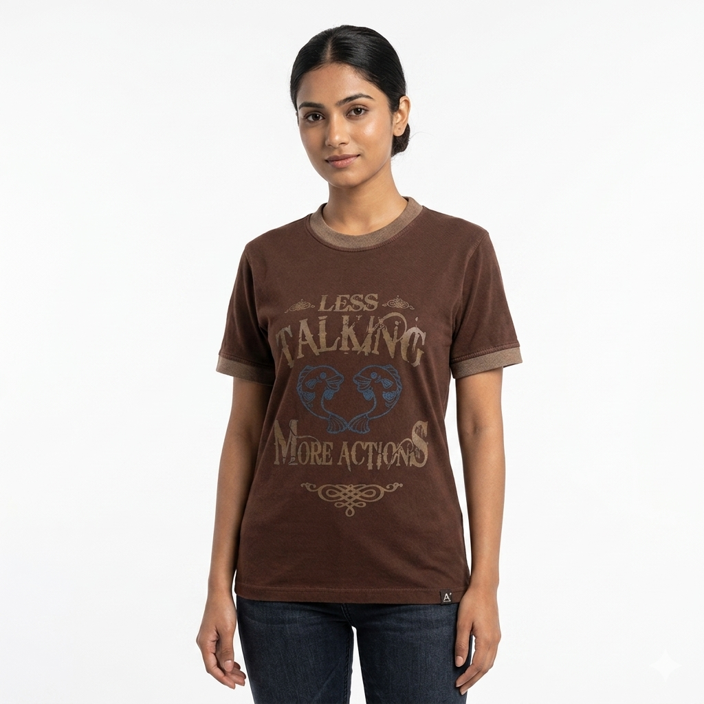 "LESS TALKING" Printed Women Tee Shirt