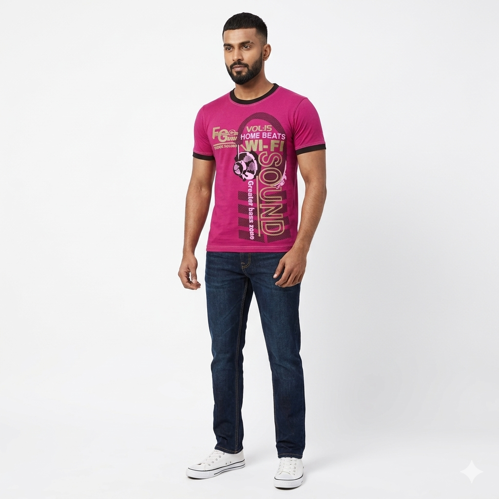 3-tune Dyed MEN Chest Printed Tee Shirt
