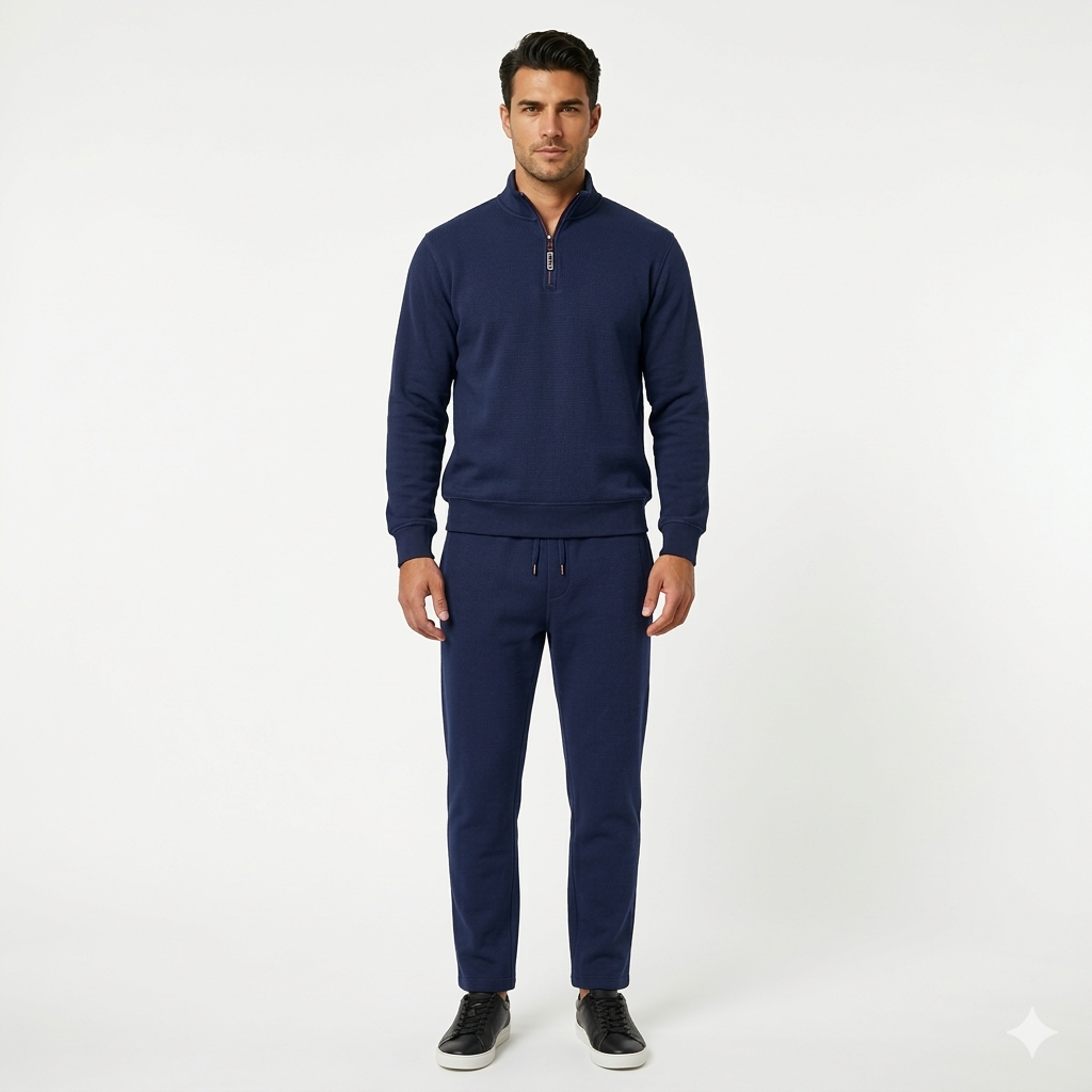 Quarter Zip Long Sleeve Sweatshirt with Trouser Tracksuit